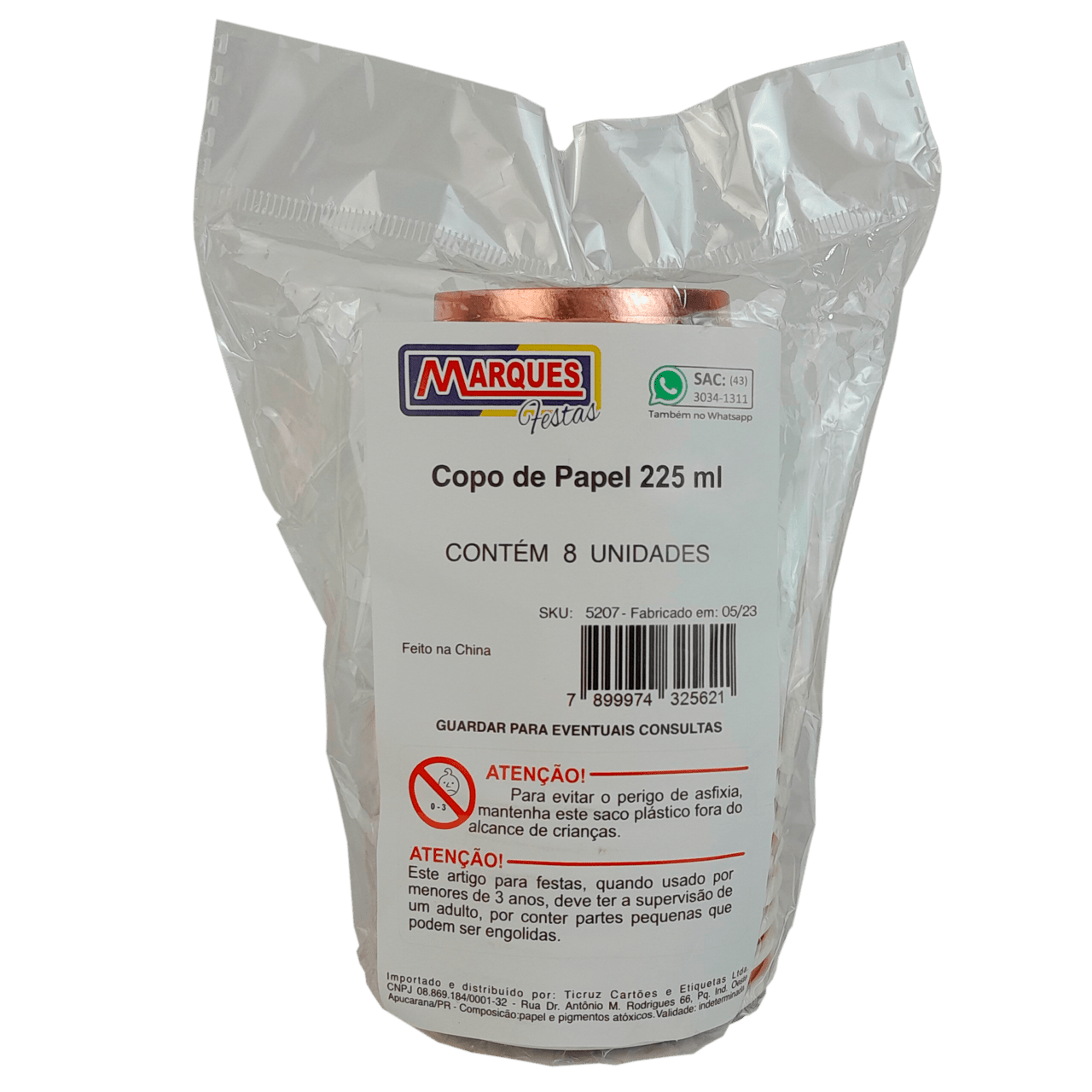 Comemoratio Copo de Papel 225ml Metalizado Rose Gold