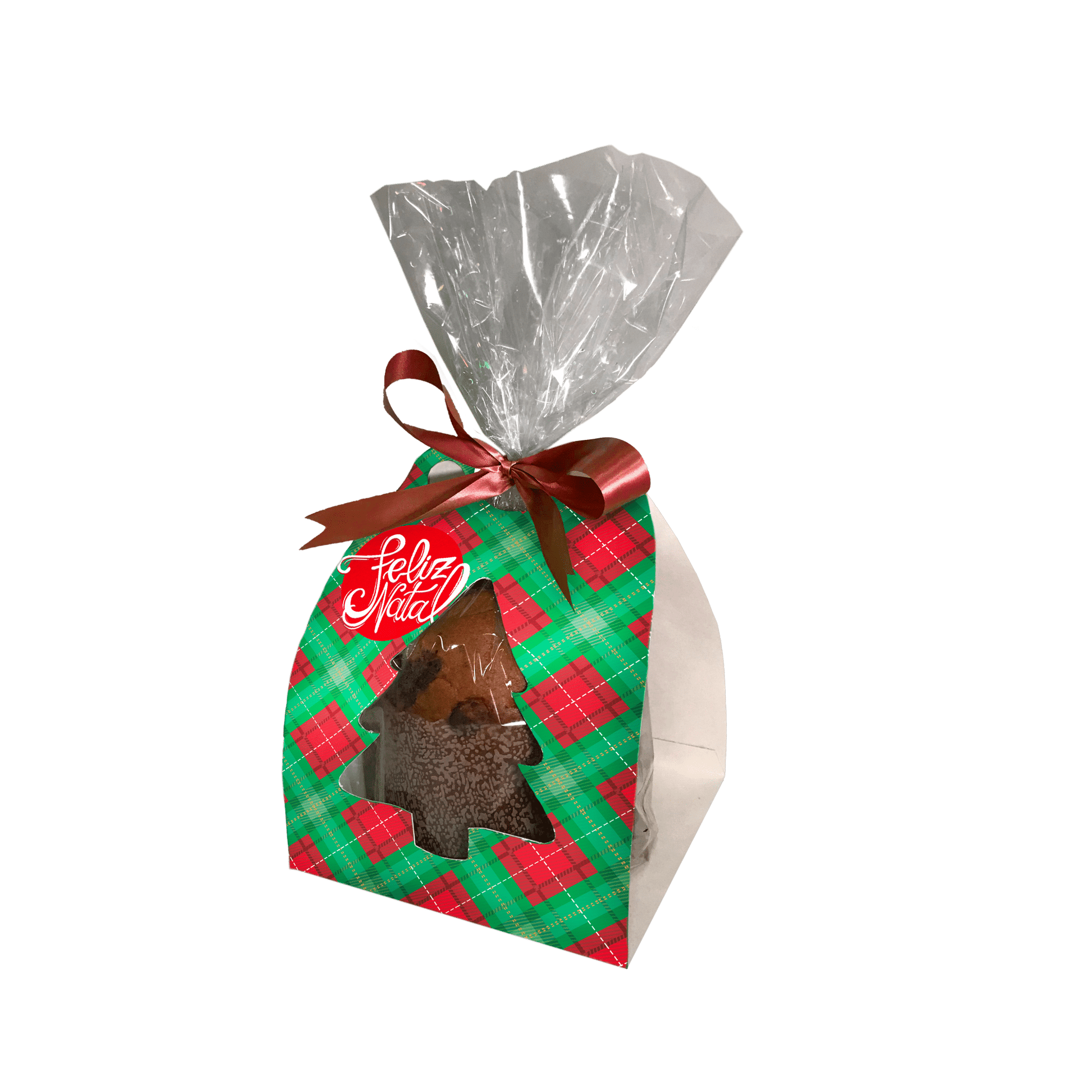 Comemoratio Embalagem de Panetone Natal Xadrez Verde e Vermelho