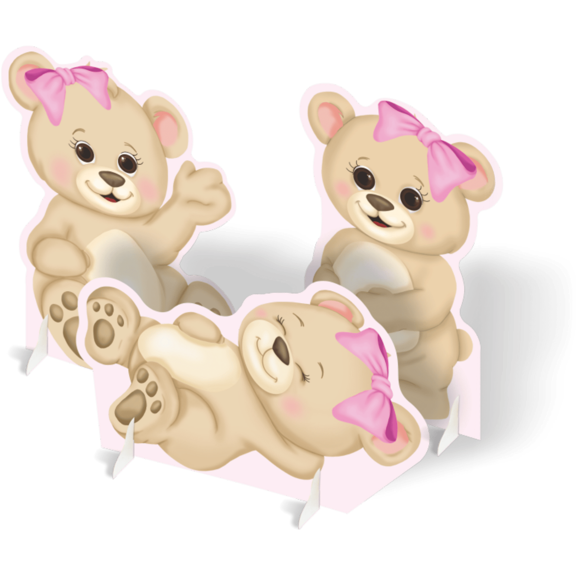 Comemoratio Kit de Decorações de Mesa Urso Laço Rosa
