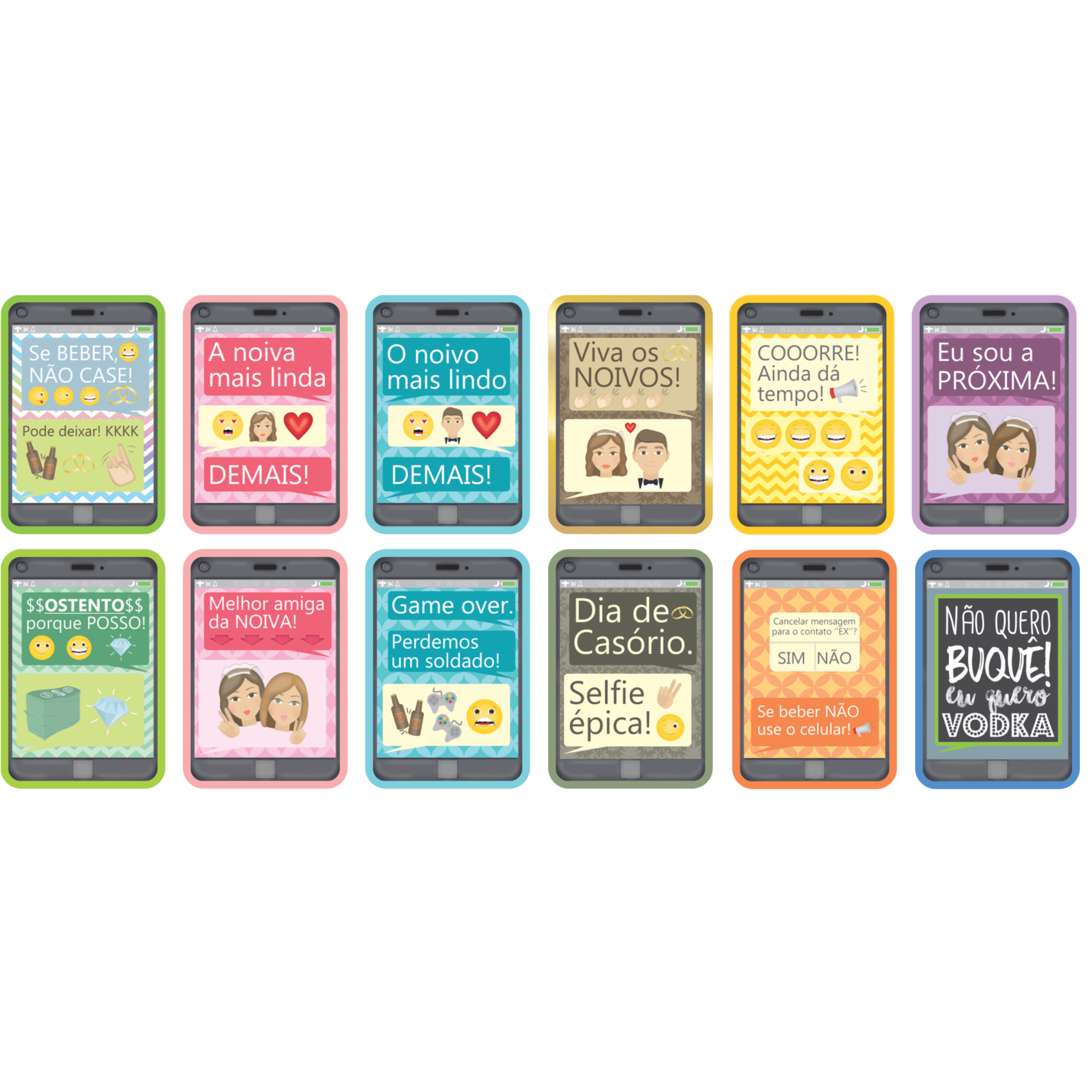 Comemoratio Placas Divertidas C/12 Celular Casamento