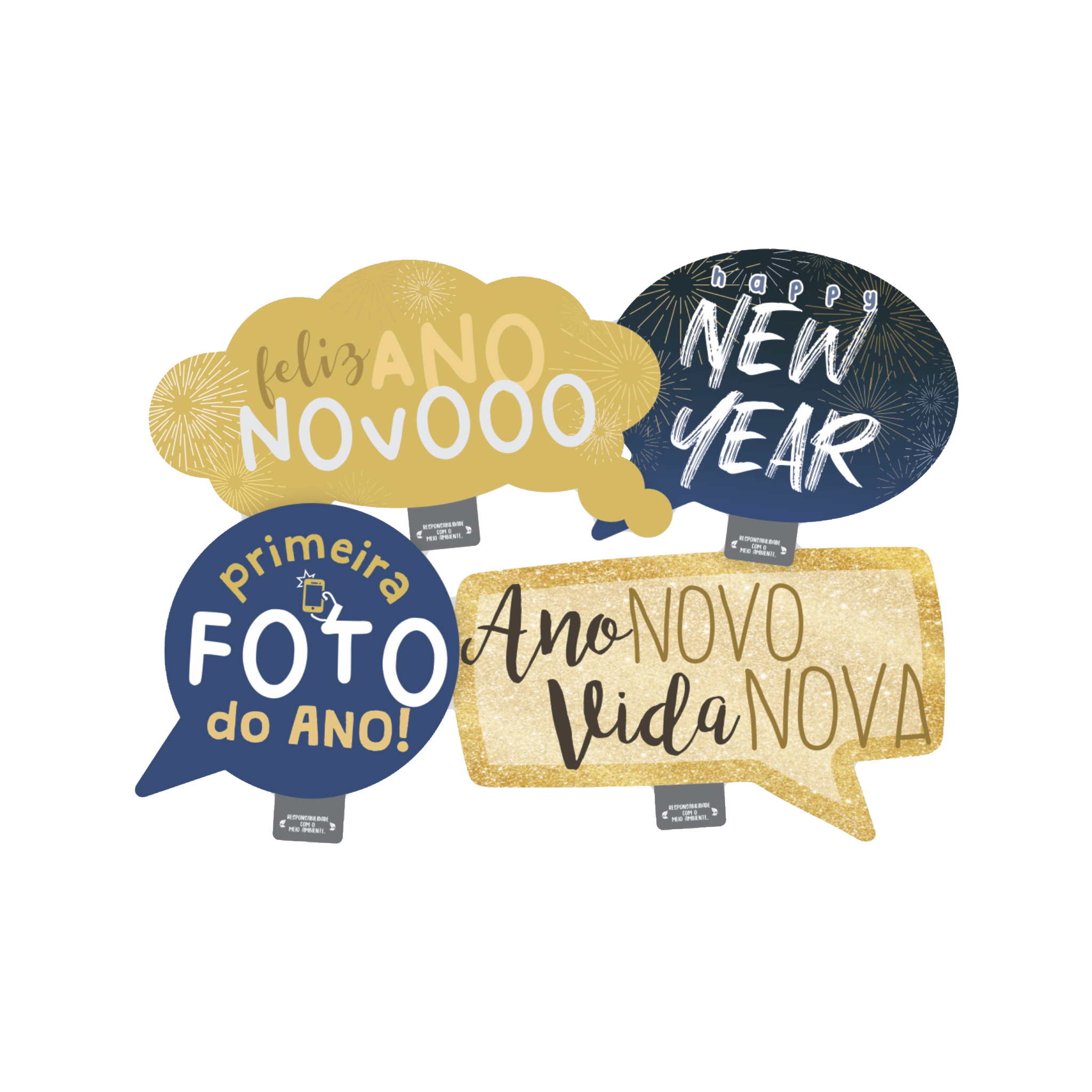 Comemoratio Placas Divertidas C/4 Ano Novo