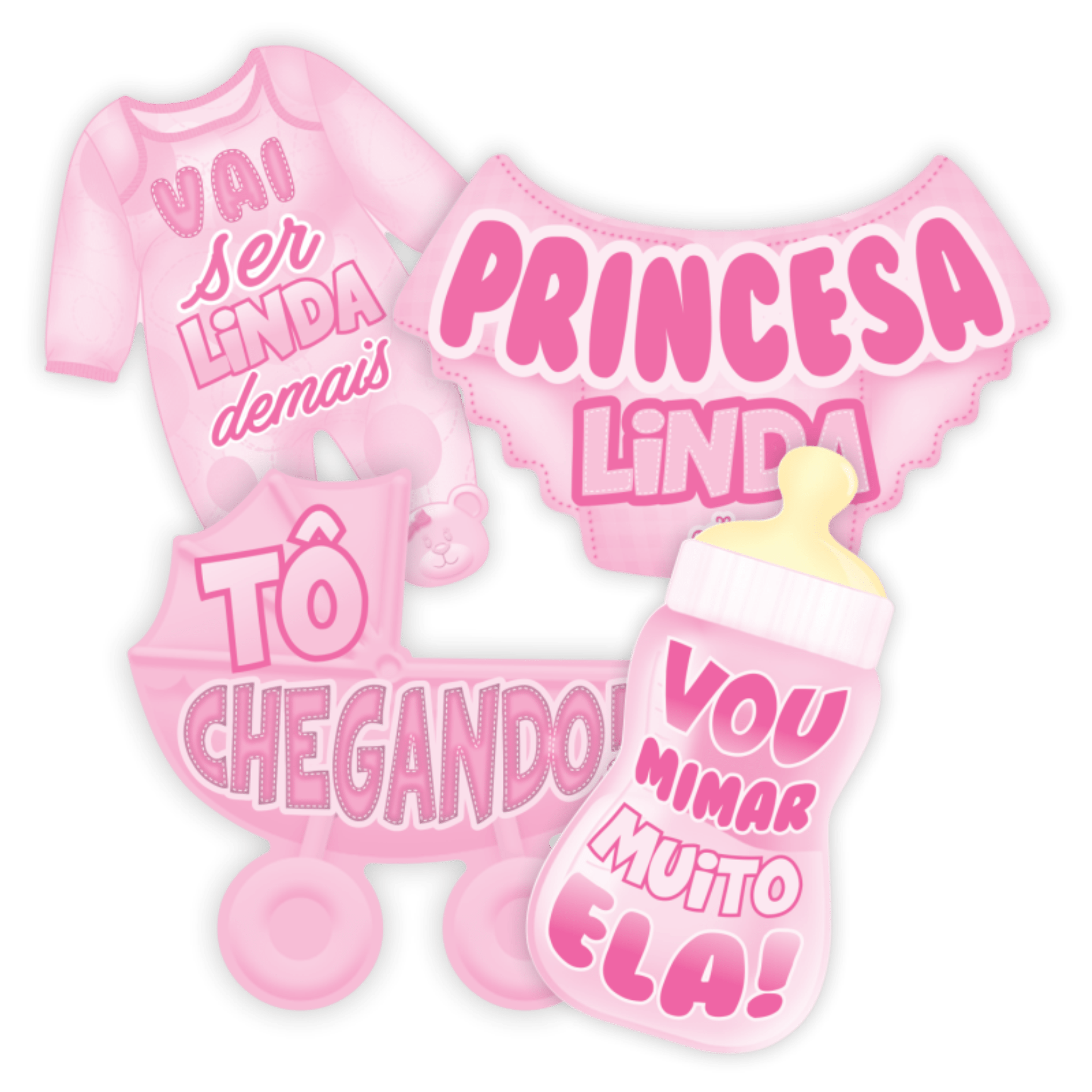 Comemoratio Placas Divertidas C/4 Chá de Bebê Rosa
