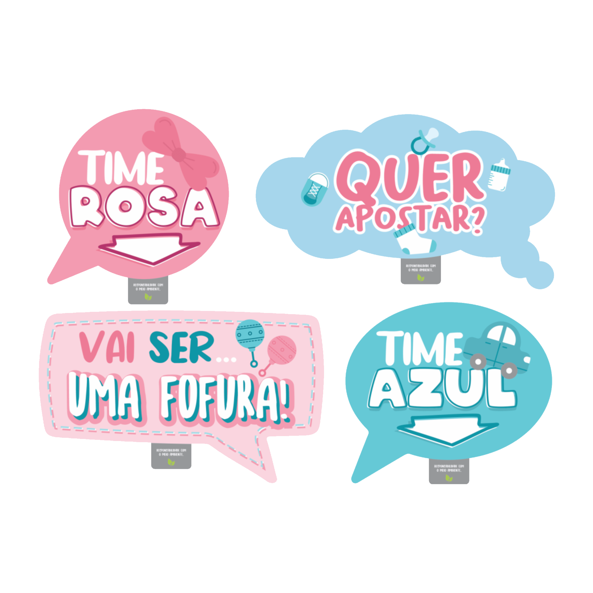 Comemoratio Placas Divertidas C/4 Chá de Revelação 01