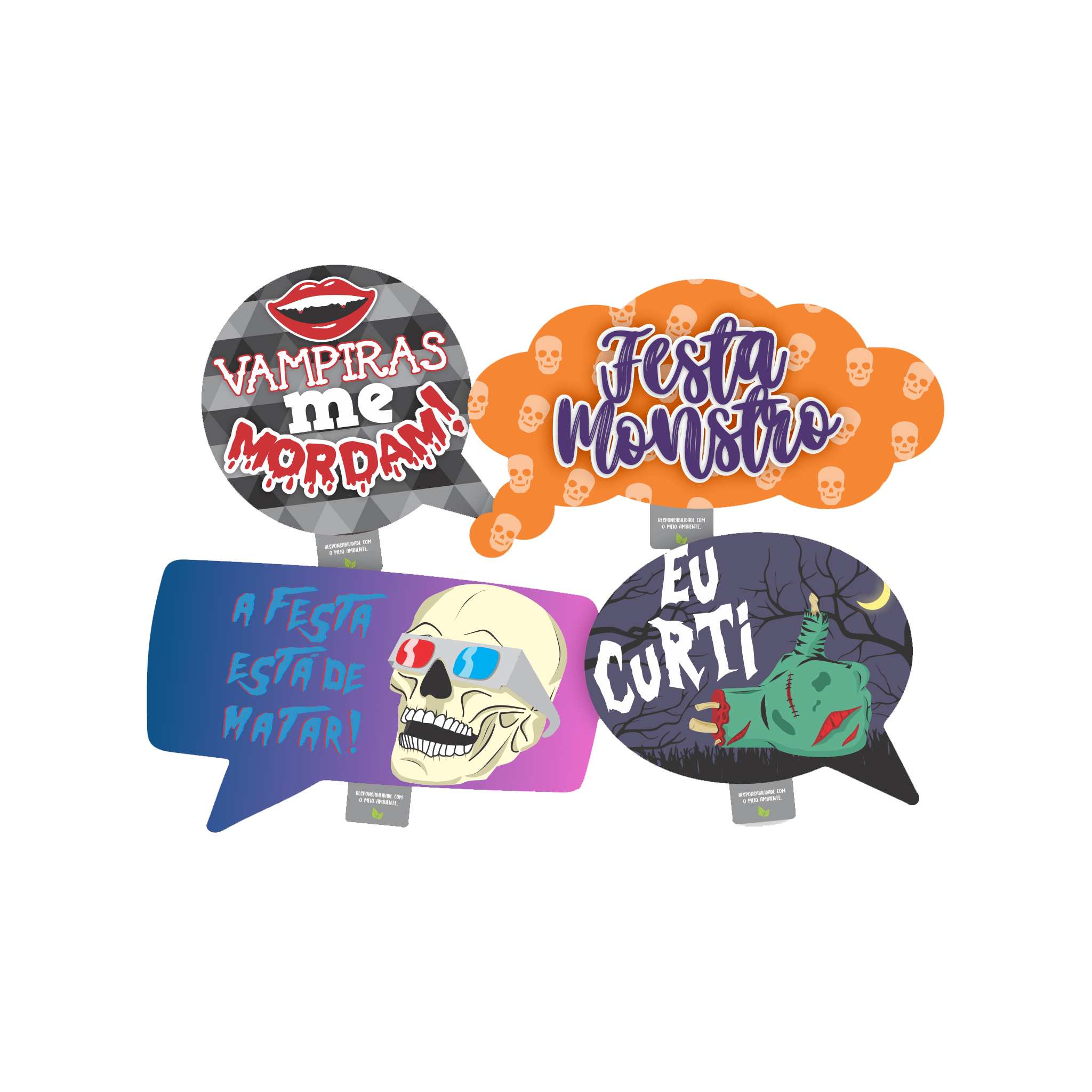 Comemoratio Placas Divertidas C/4 Halloween 01
