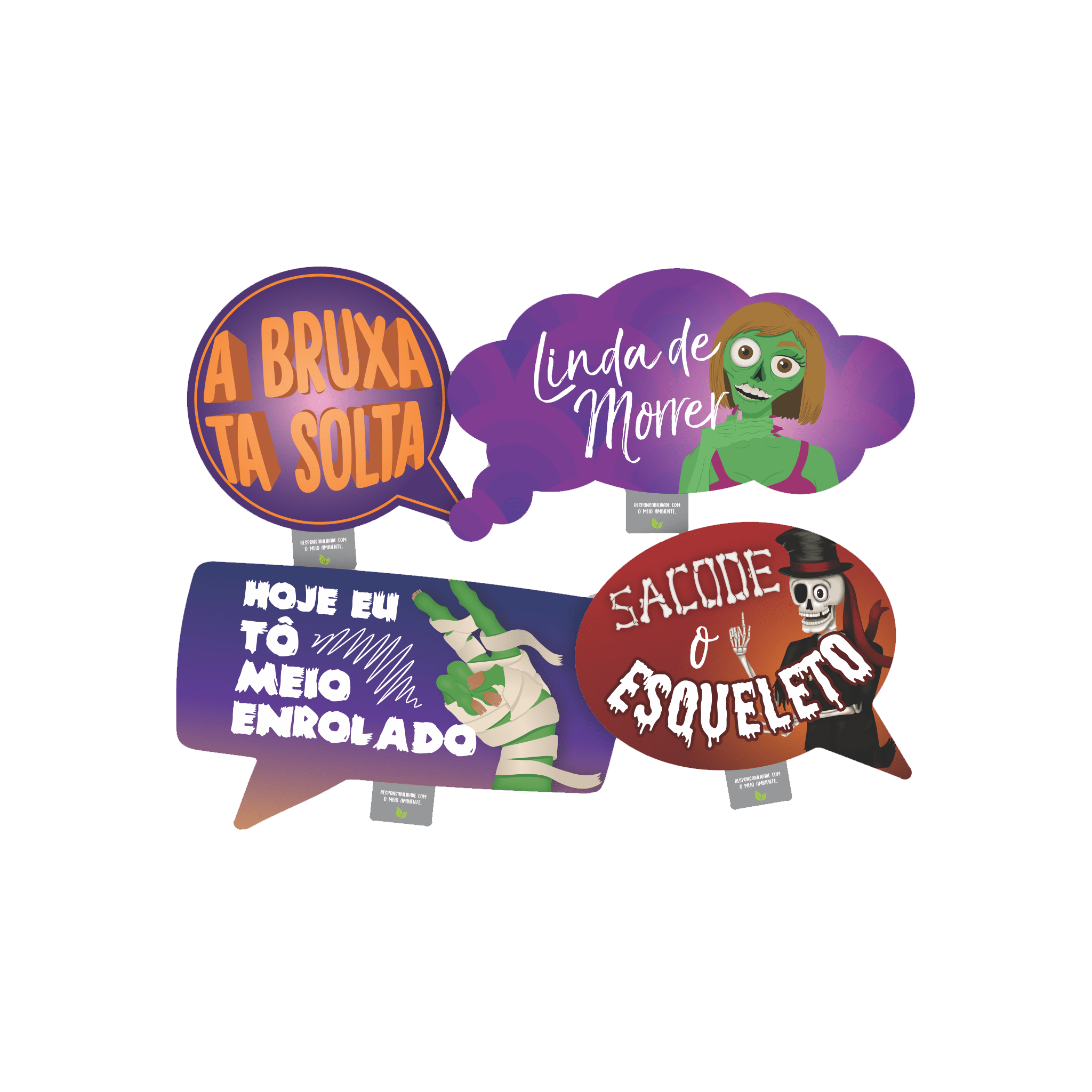Comemoratio Placas Divertidas C/4 Halloween 02