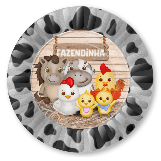 Comemoratio Prato Redondo 18 cm Fazendinha Vaquinha
