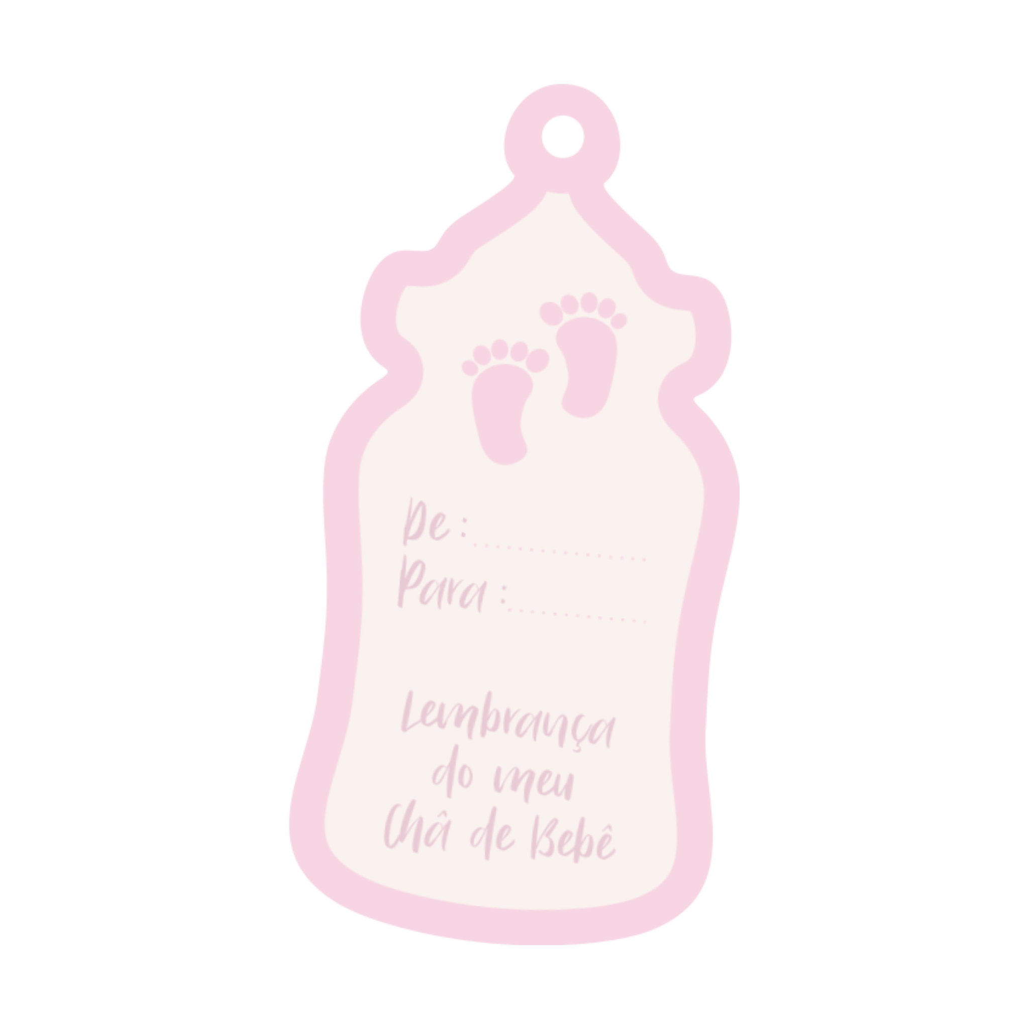 Comemoratio Tag Chá de Bebê Mamadeira Rosa