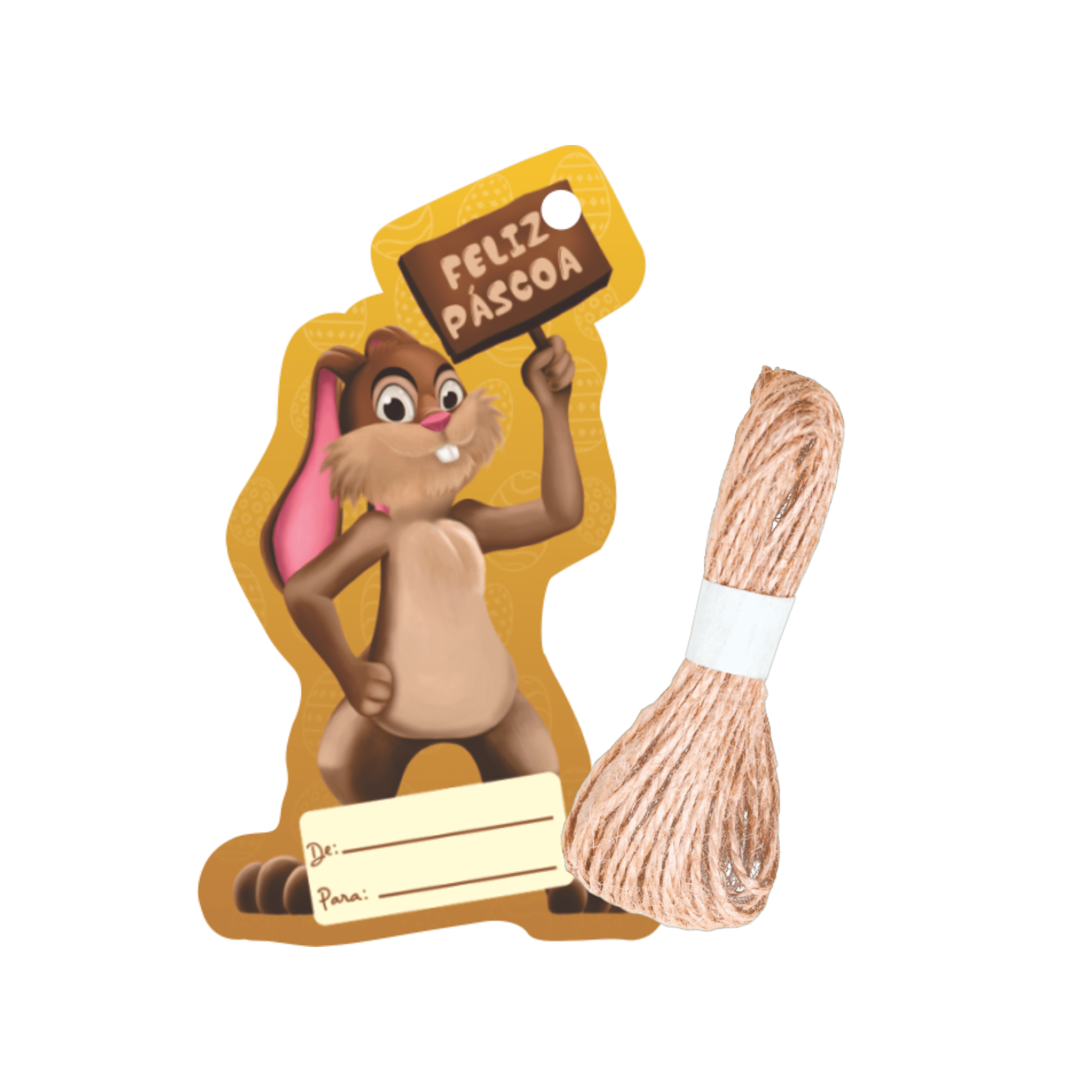 Comemoratio Tag com Sisal Coelho Feliz Páscoa