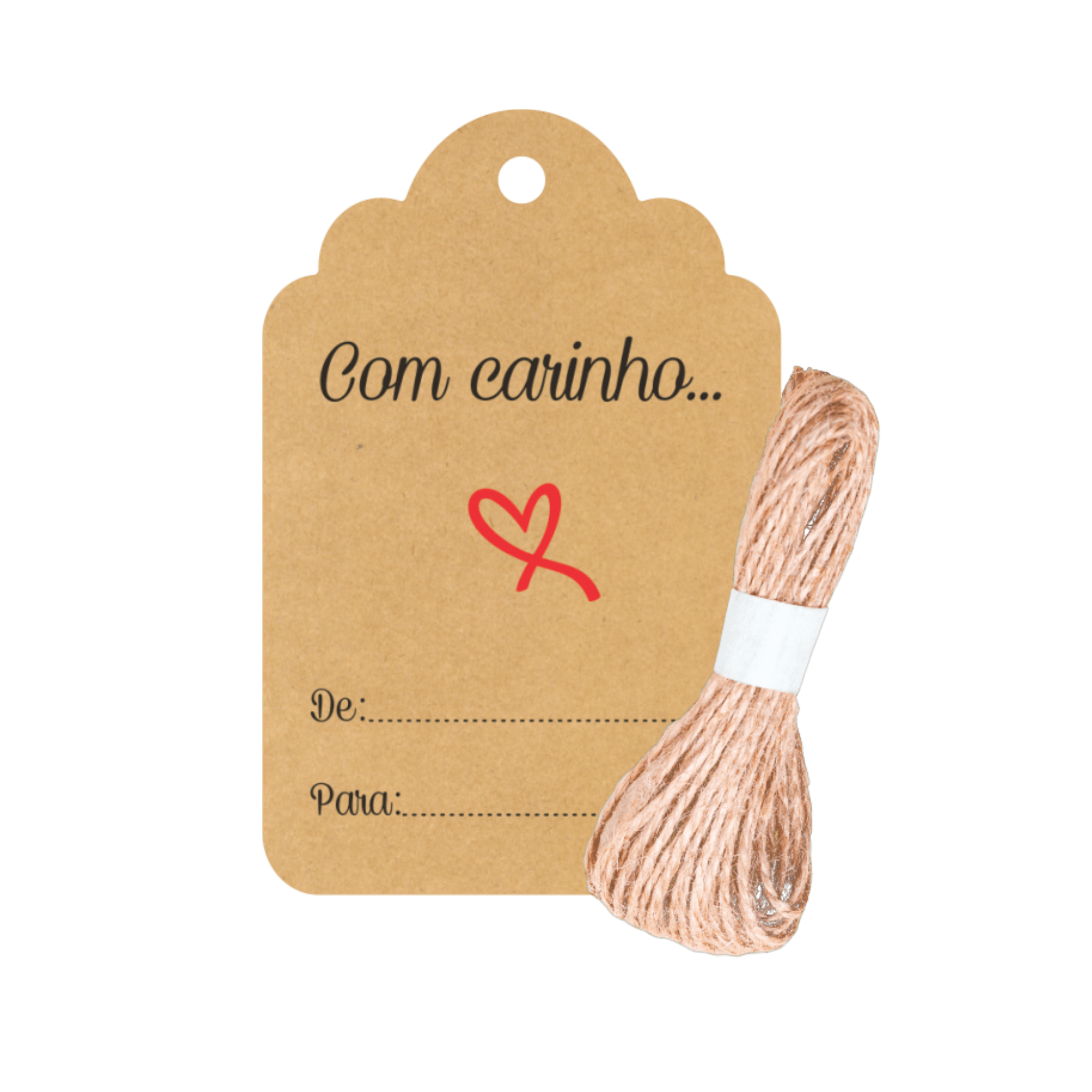 Comemoratio Tag com Sisal com Carinho Bege