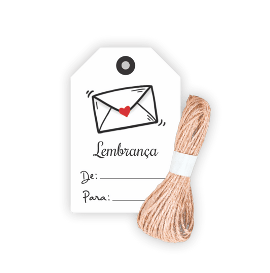 Comemoratio Tag com Sisal Lembrança Envelope com Selo Coração