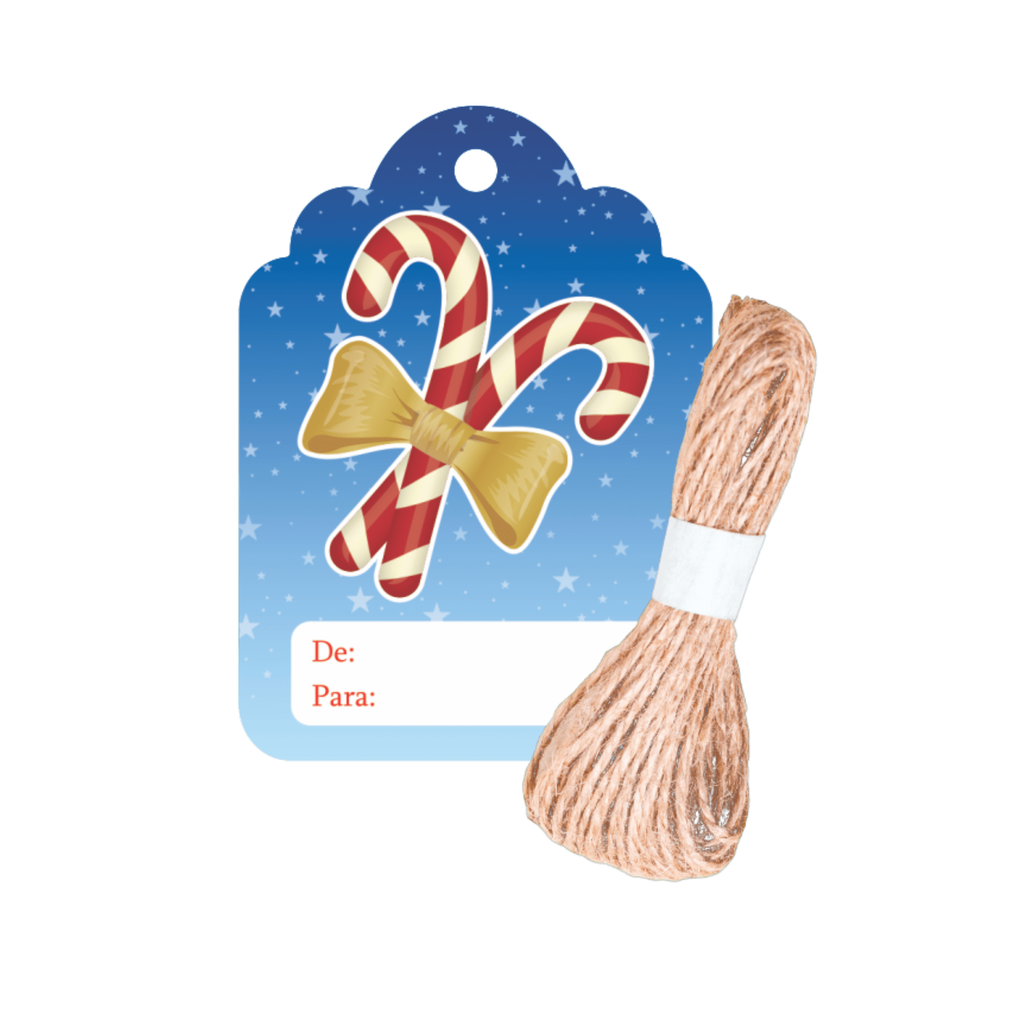 Comemoratio Tag com Sisal Natal Bengala 2