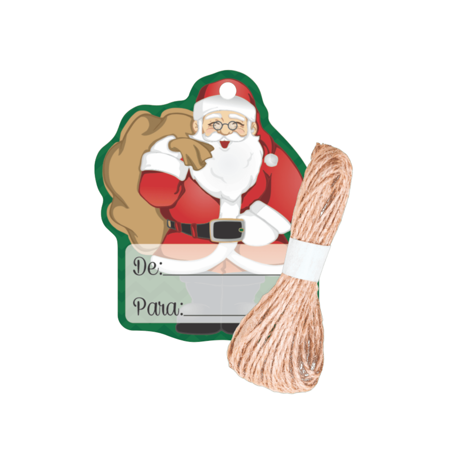 Comemoratio Tag com Sisal Natal Papai Noel