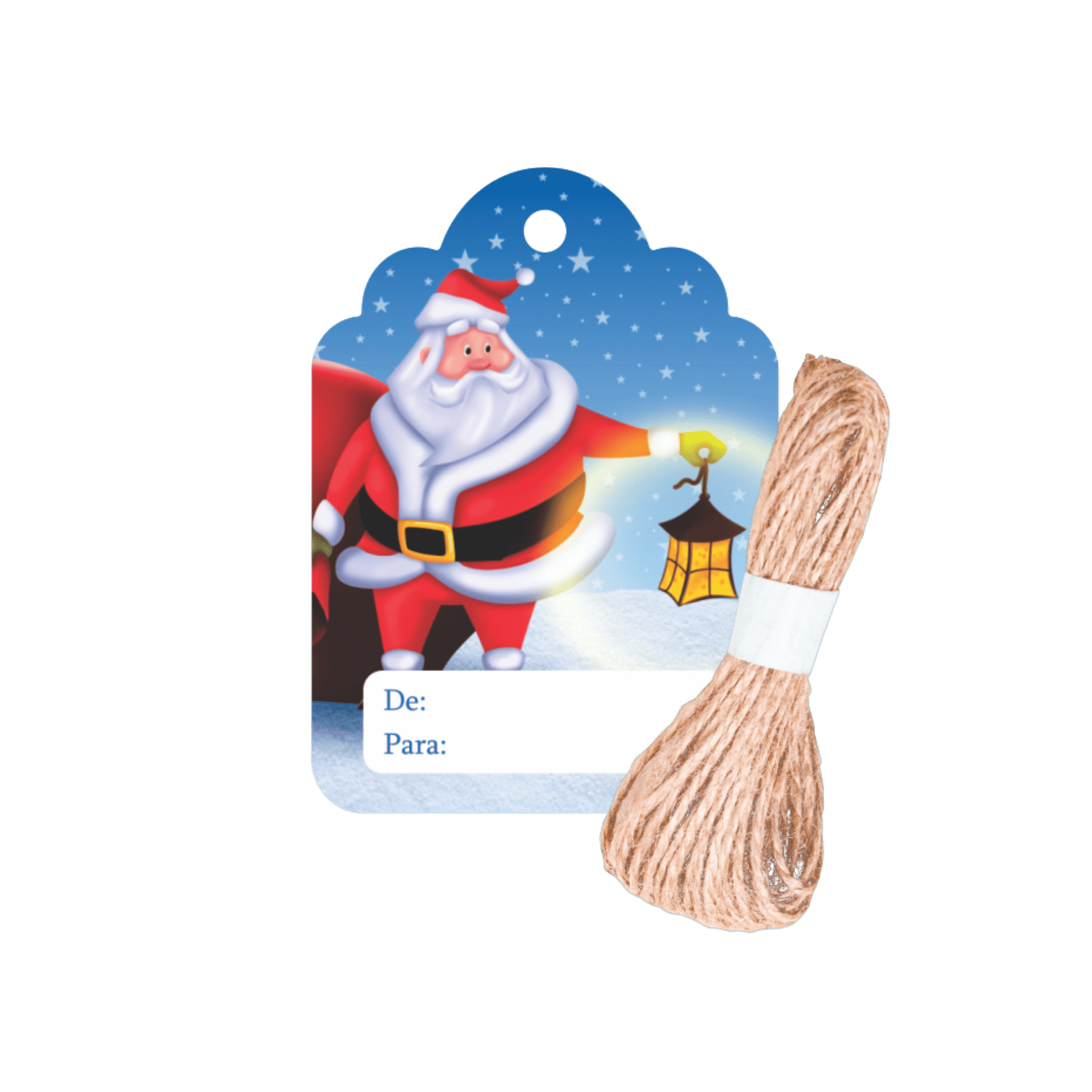 Comemoratio Tag com Sisal Natal Papai Noel Lanterna