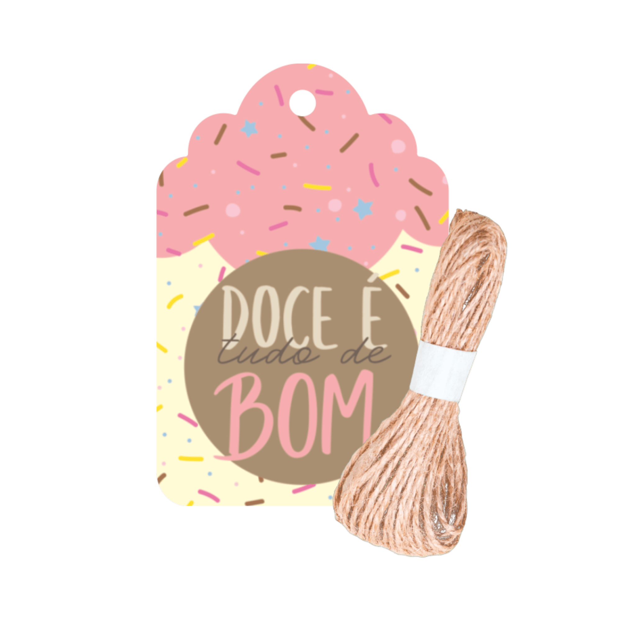 Comemoratio Tag com Sisal Neutro Doce É Tudo de Bom