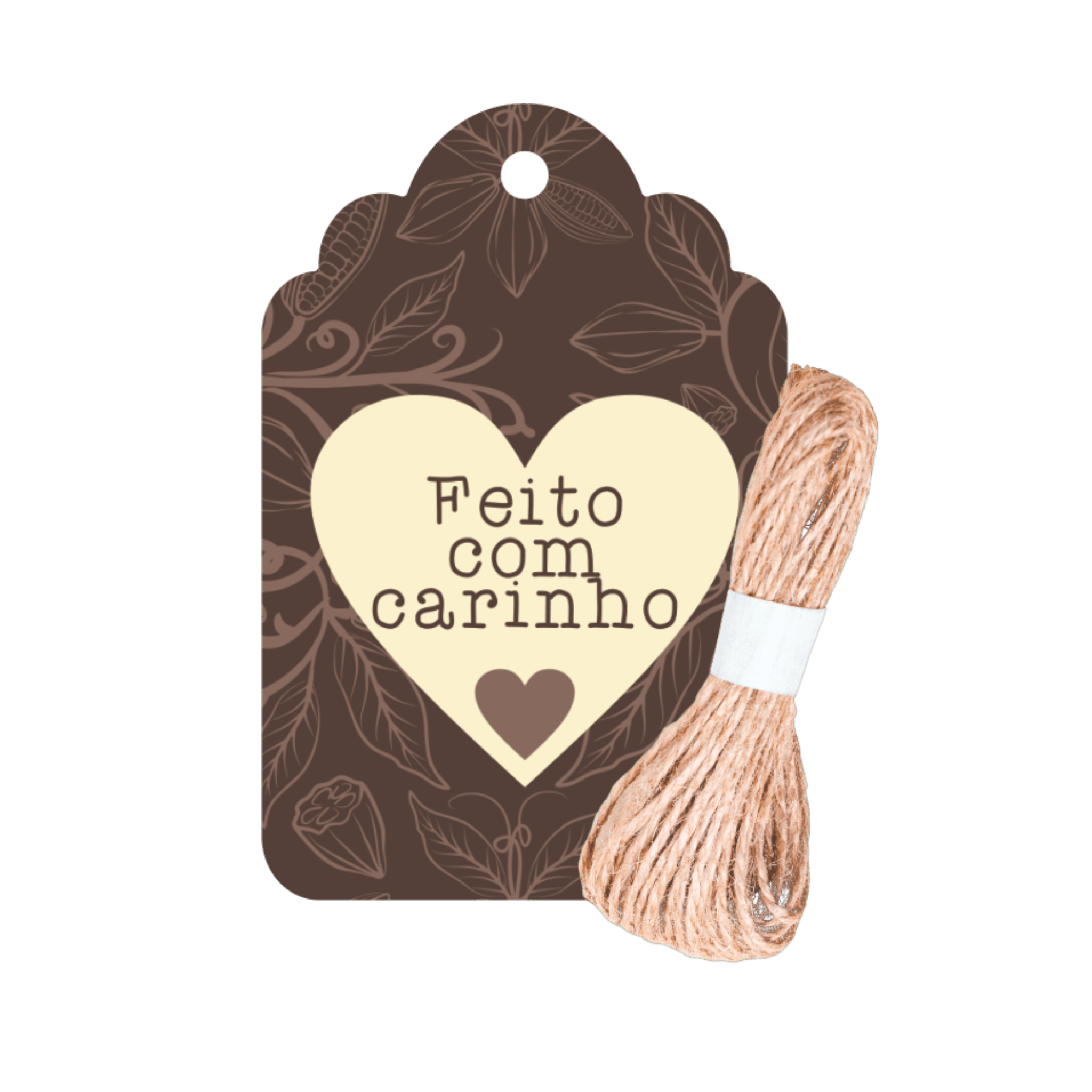 Comemoratio Tag com Sisal Neutro Feito com Carinho Marrom