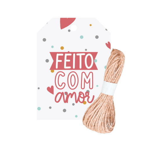 Comemoratio Tag com Sisal Neutro Feito com Multicores