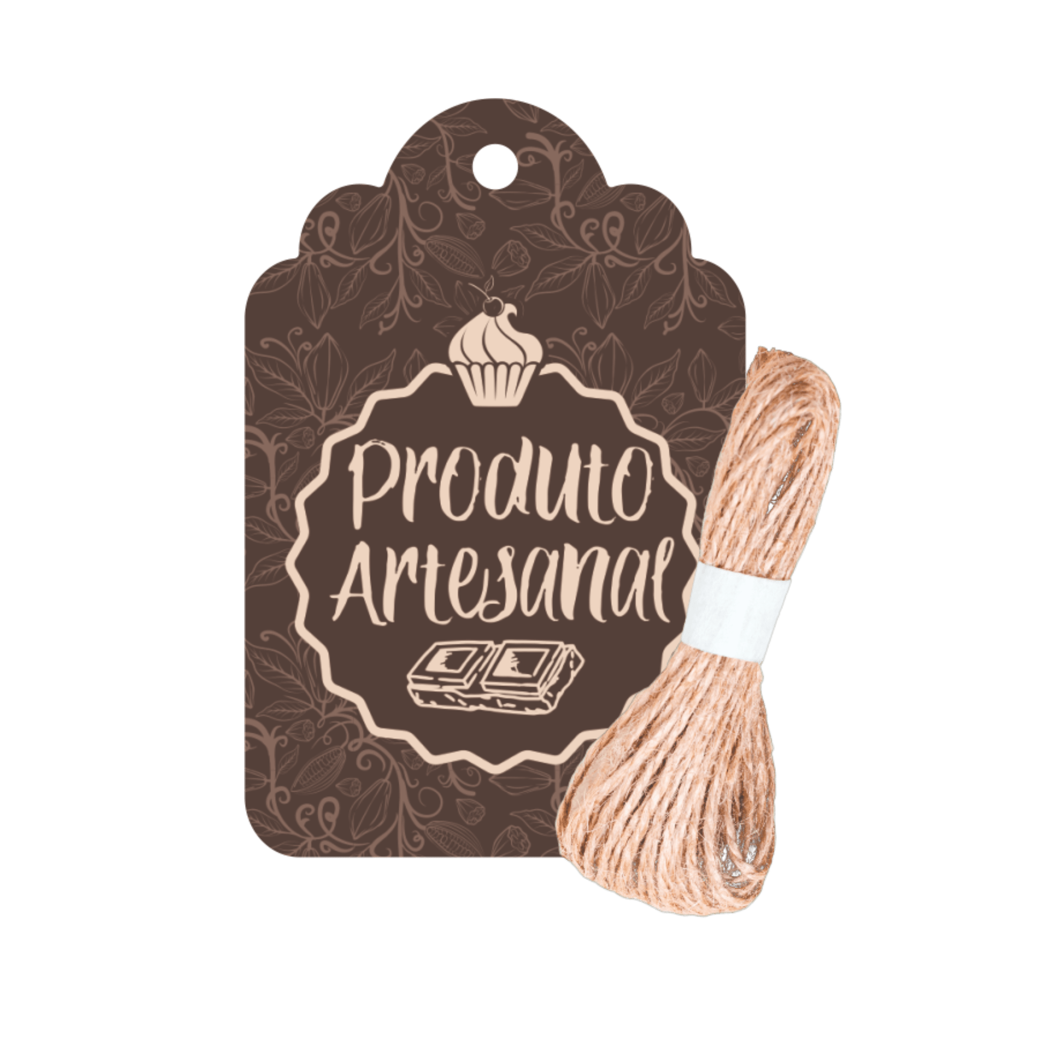 Comemoratio Tag com Sisal Neutro Produto Artesanal Marrom