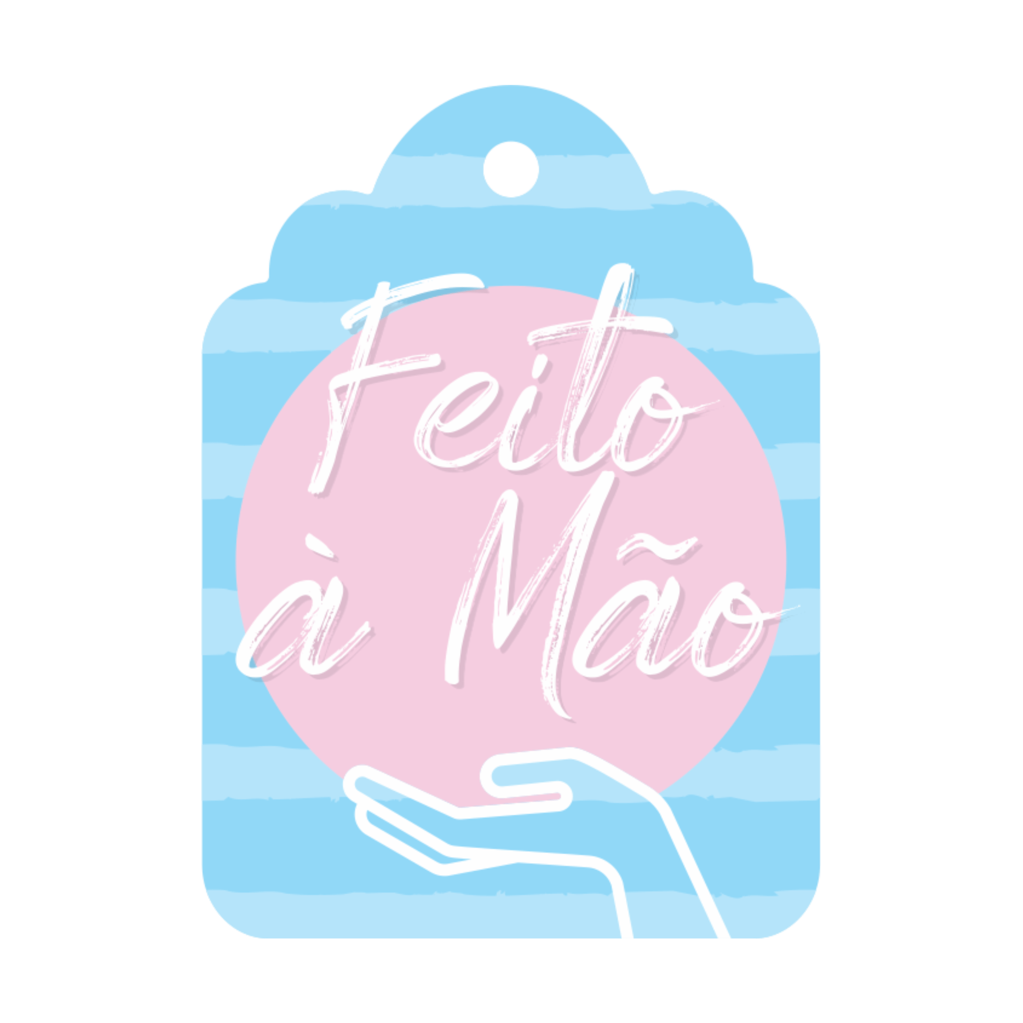 Comemoratio Tag Neutro Feito A Mão Azul e Rosa