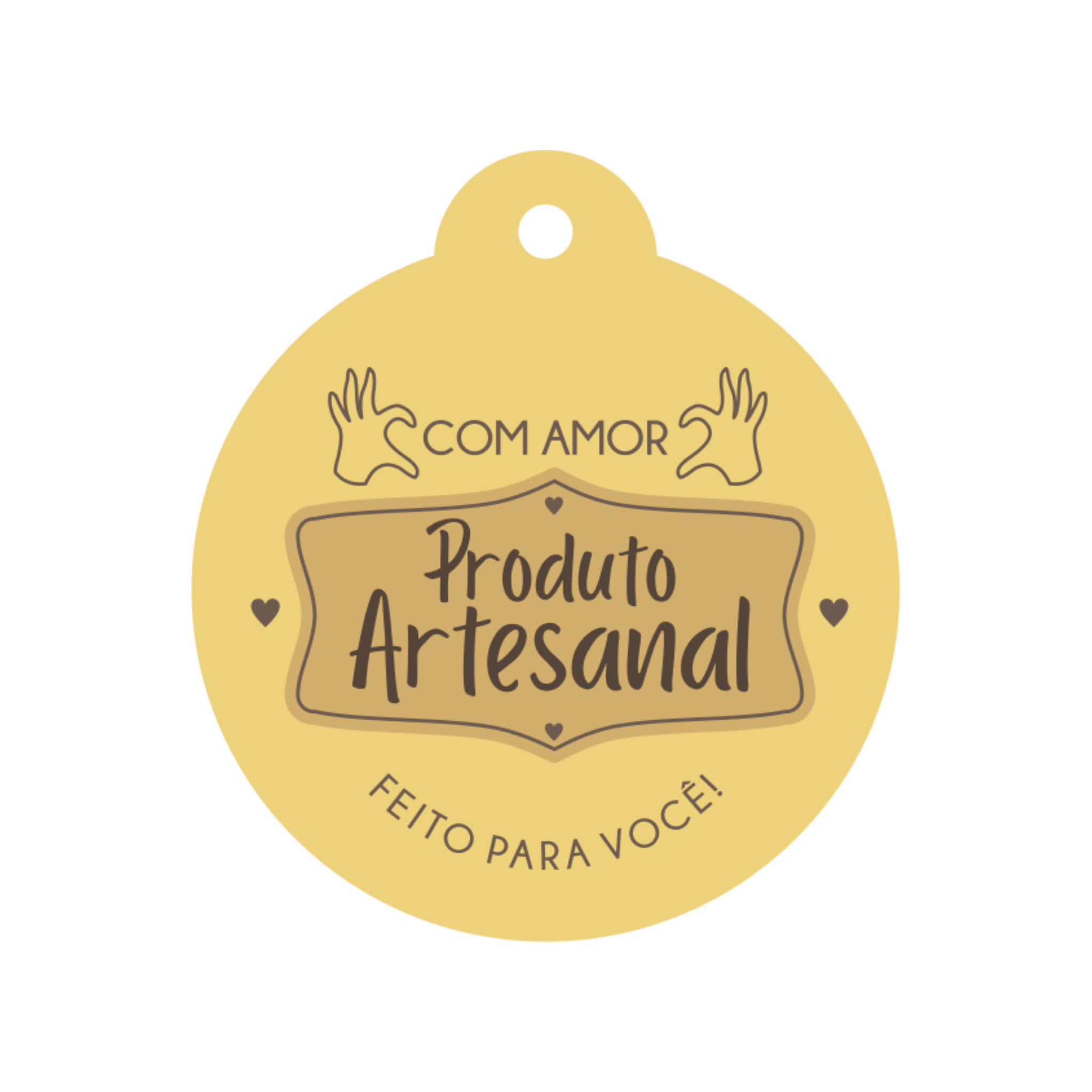 Comemoratio Tag Neutro Produto Artesanal Amarelo Redondo