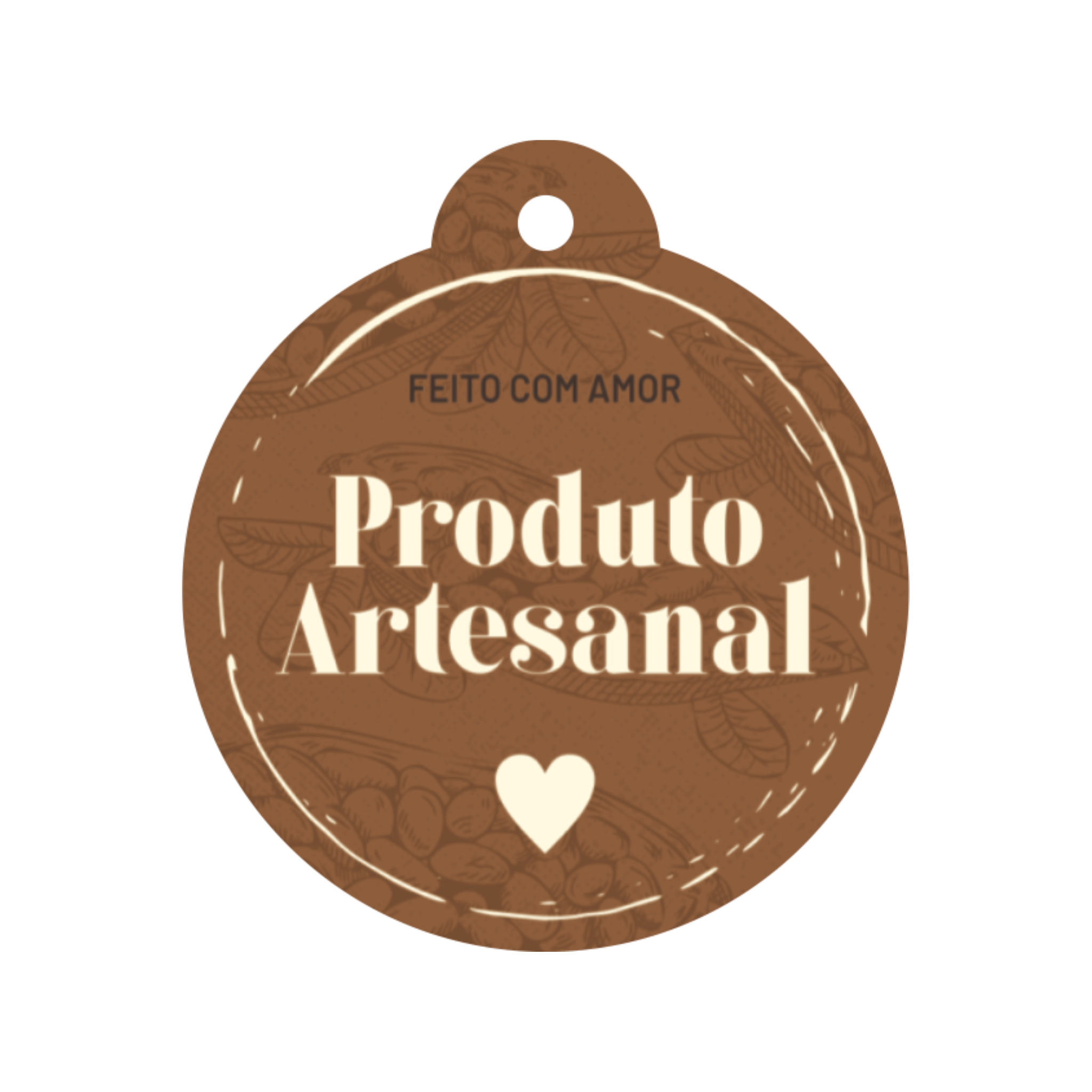 Comemoratio Tag Produto Artesanal Feito com Amor Marrom Redondo