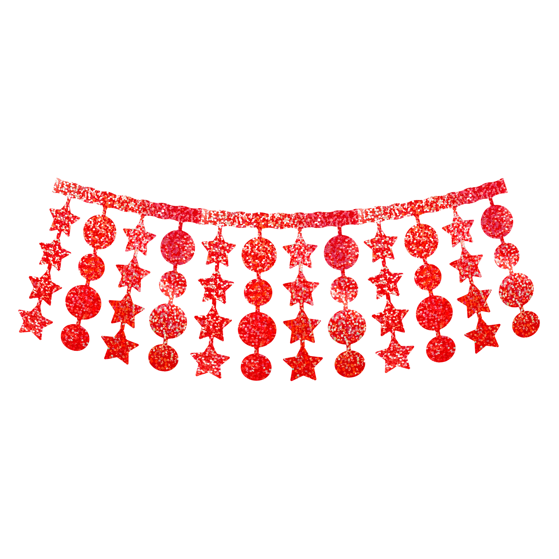 Comemoratio Varal de Plástico 4 m Natal Metalizado Glitter Estrela e Bola Vermelho