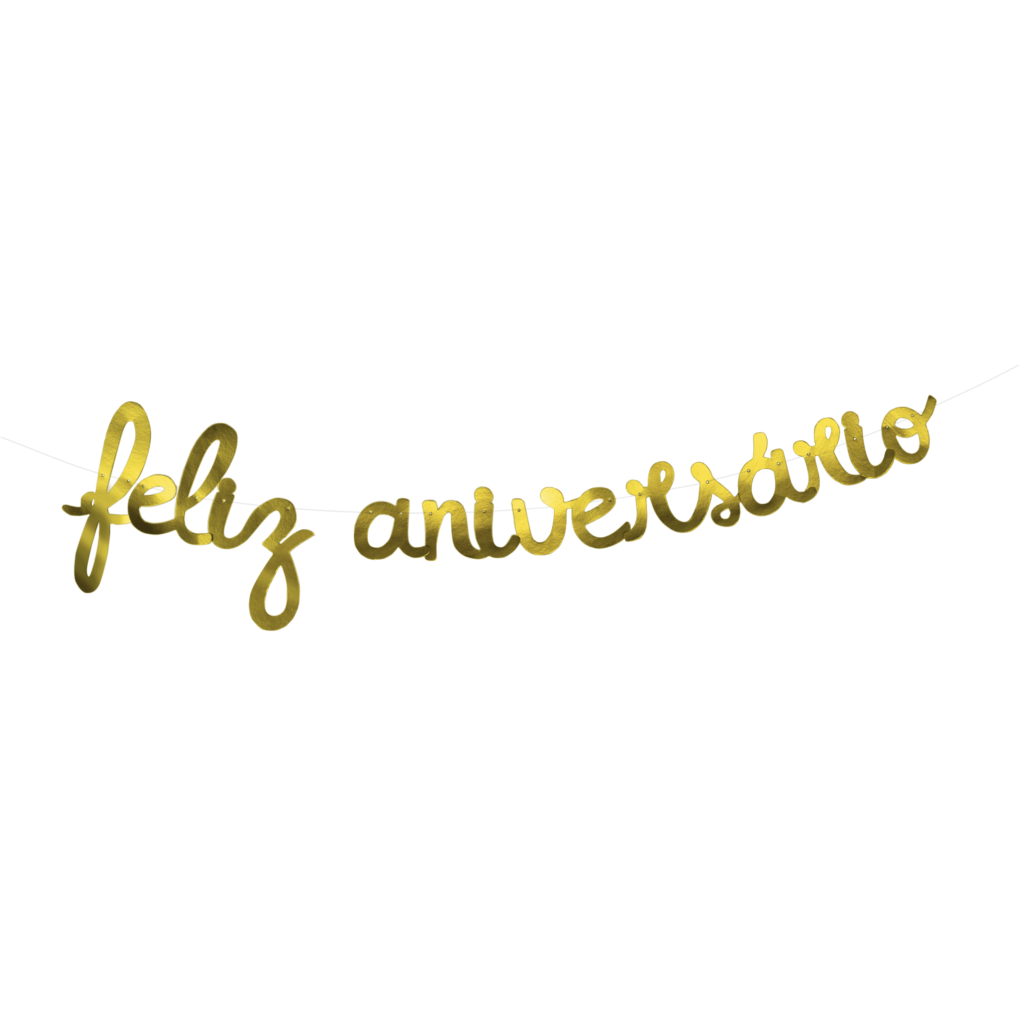 Comemoratio Varalzinho Cursivo Metalizado Feliz Aniversário Ouro