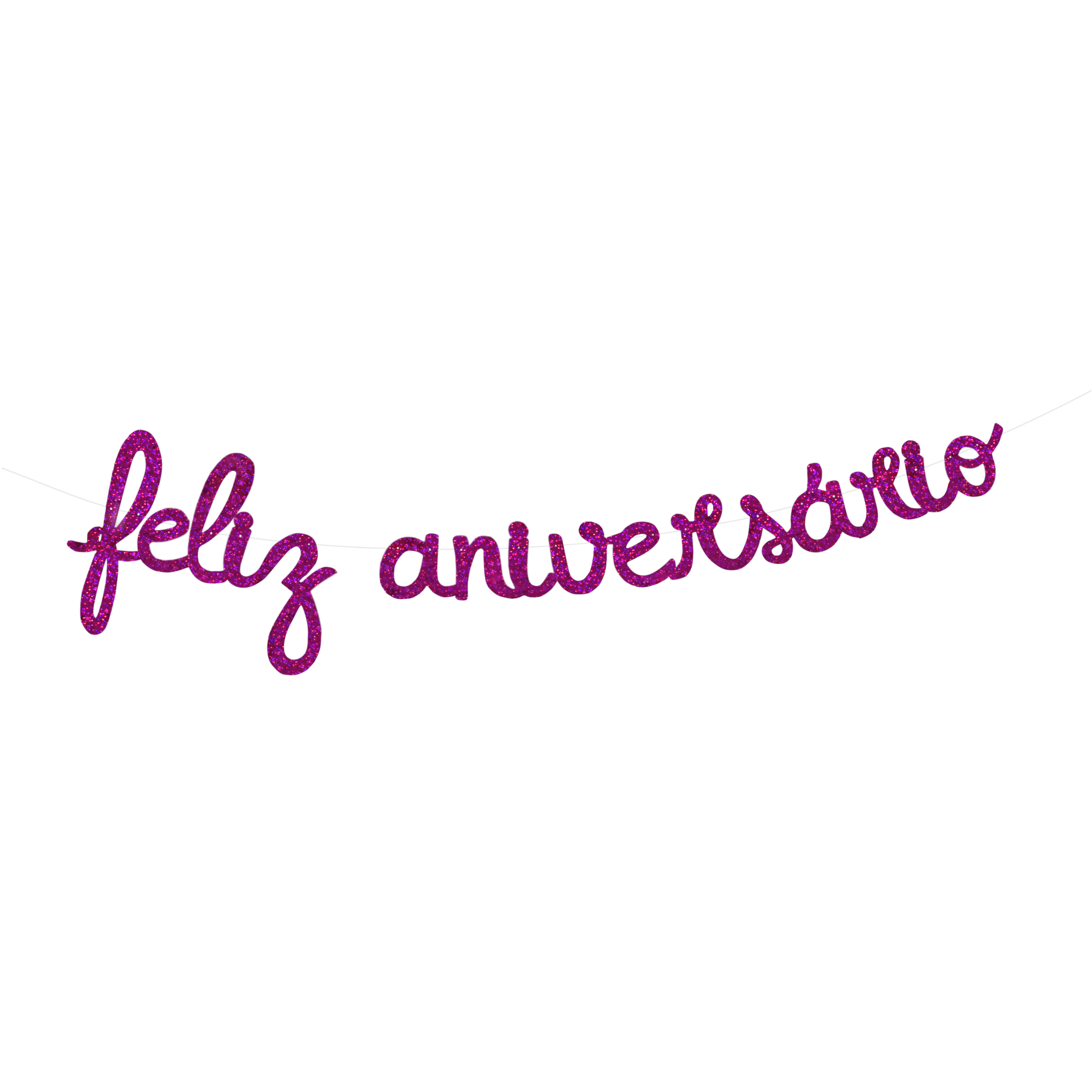 Comemoratio Varalzinho Cursivo Metalizado Feliz Aniversário Pink