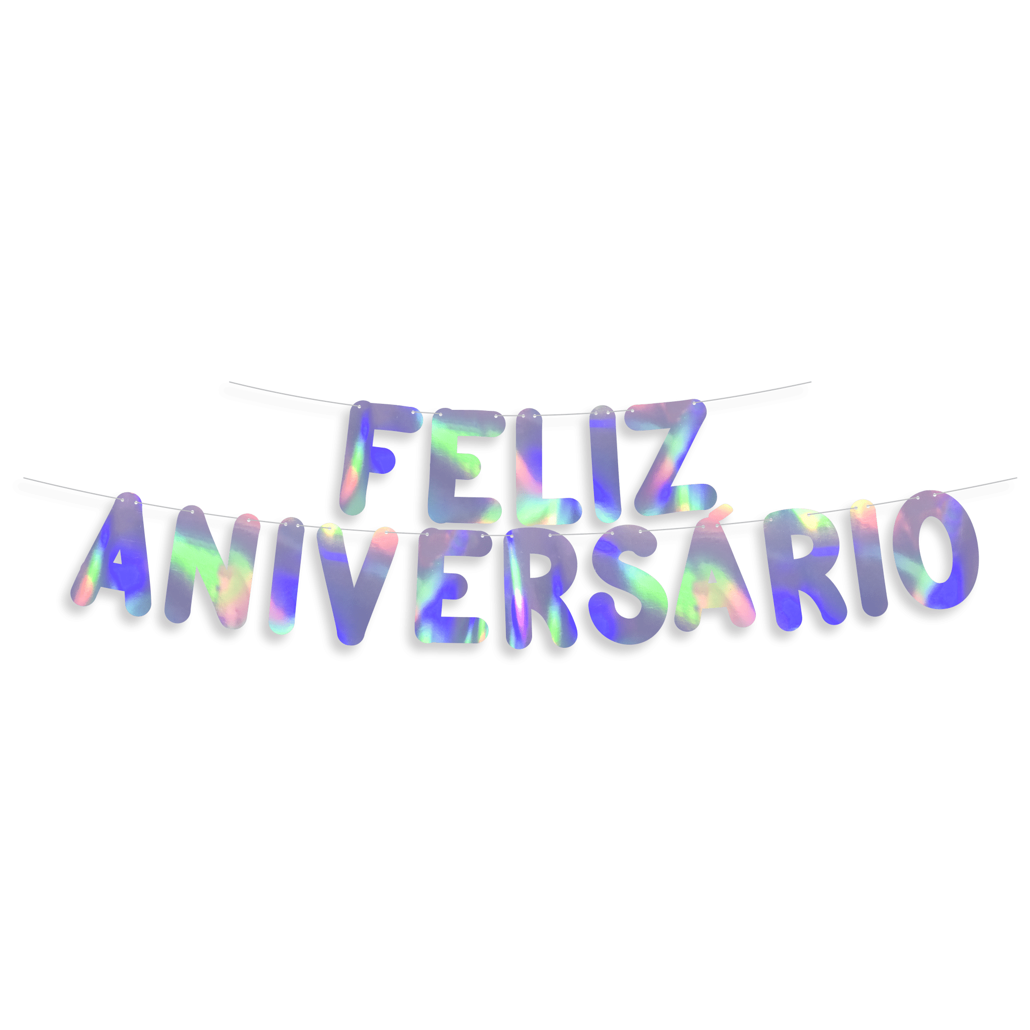 Comemoratio Varalzinho Metalizado Holográfico Feliz Aniversário