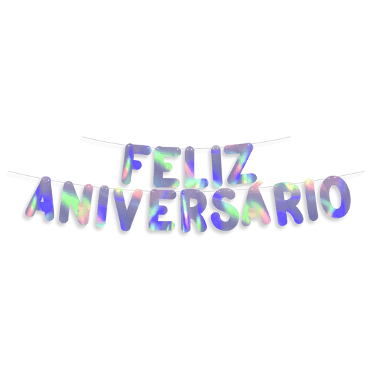 Comemoratio Varalzinho Metalizado Holográfico Feliz Aniversário