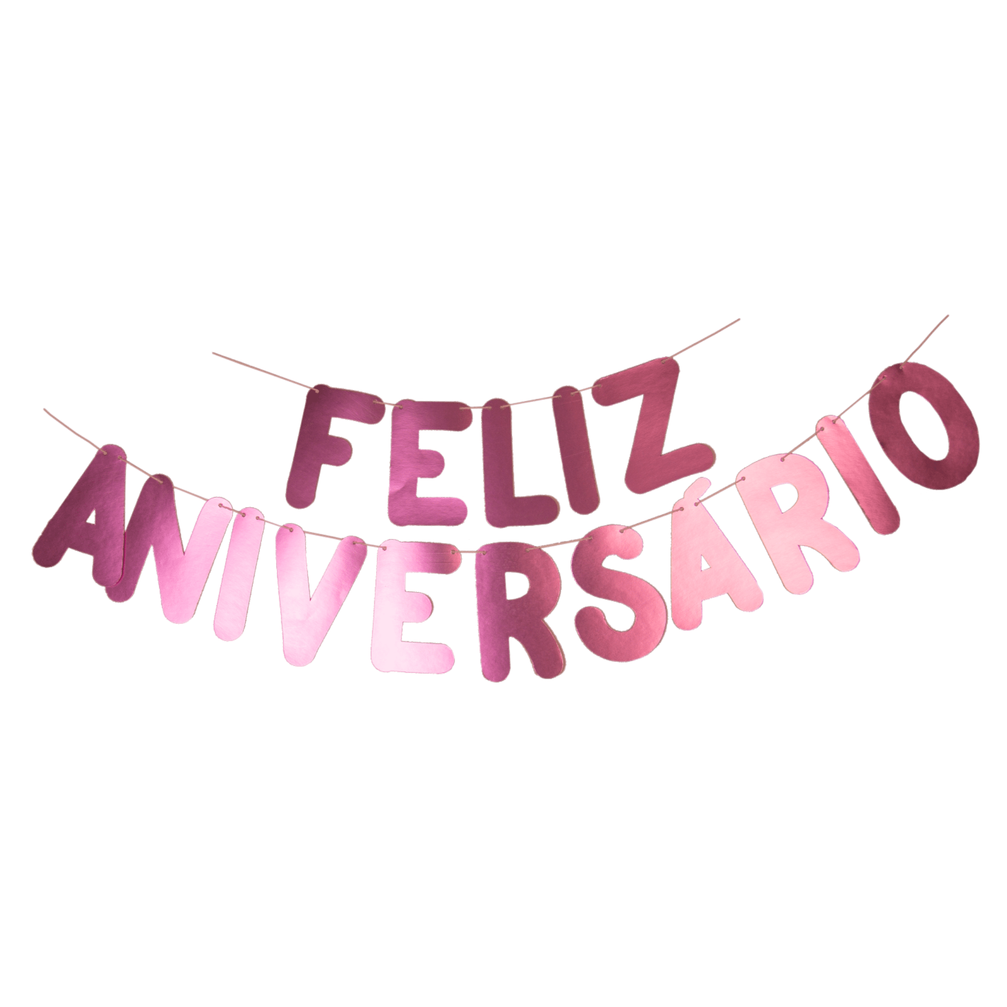 Comemoratio Varalzinho Metalizado Rose Gold Feliz Aniversário