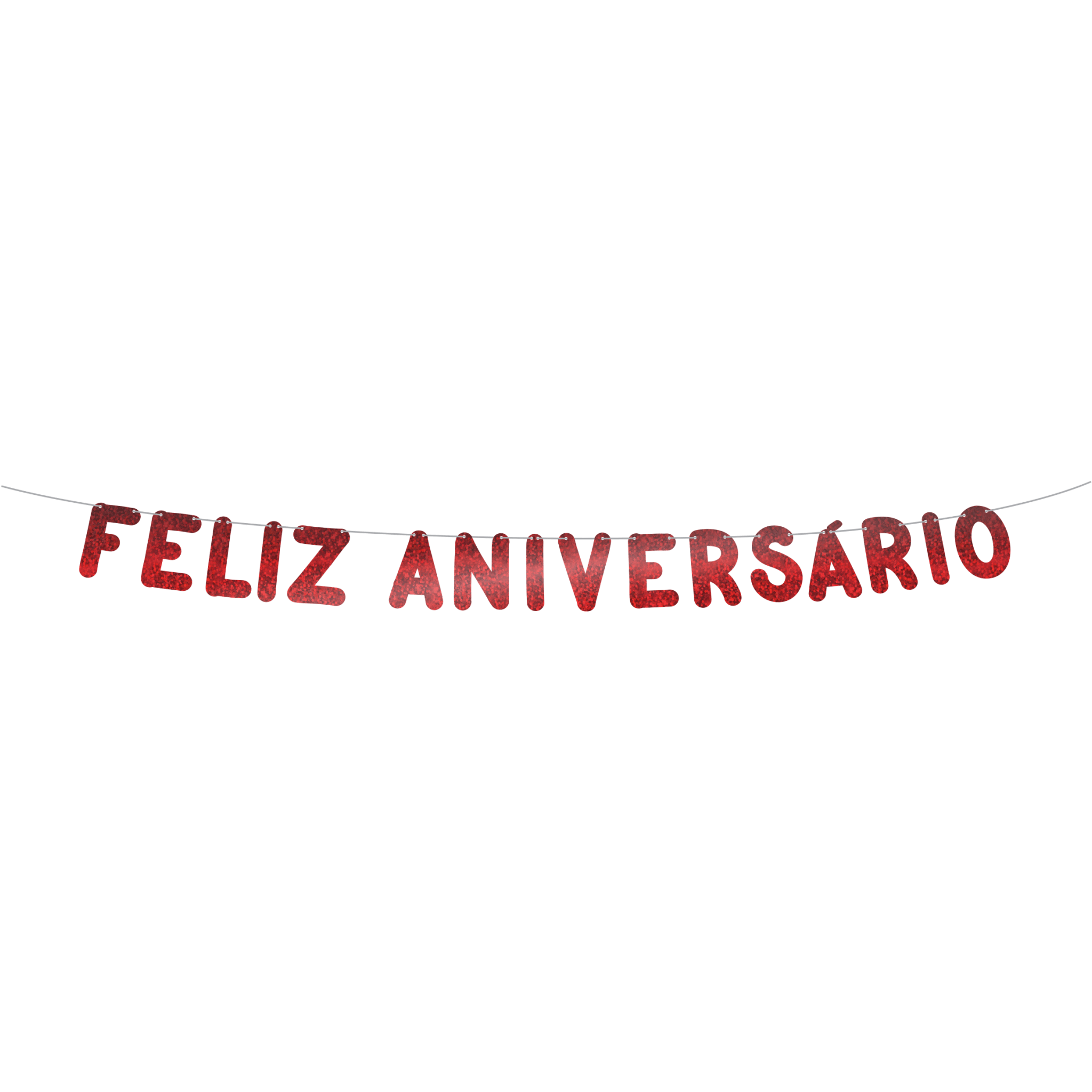 Comemoratio Varalzinho Metalizado Vermelho Feliz Aniversário
