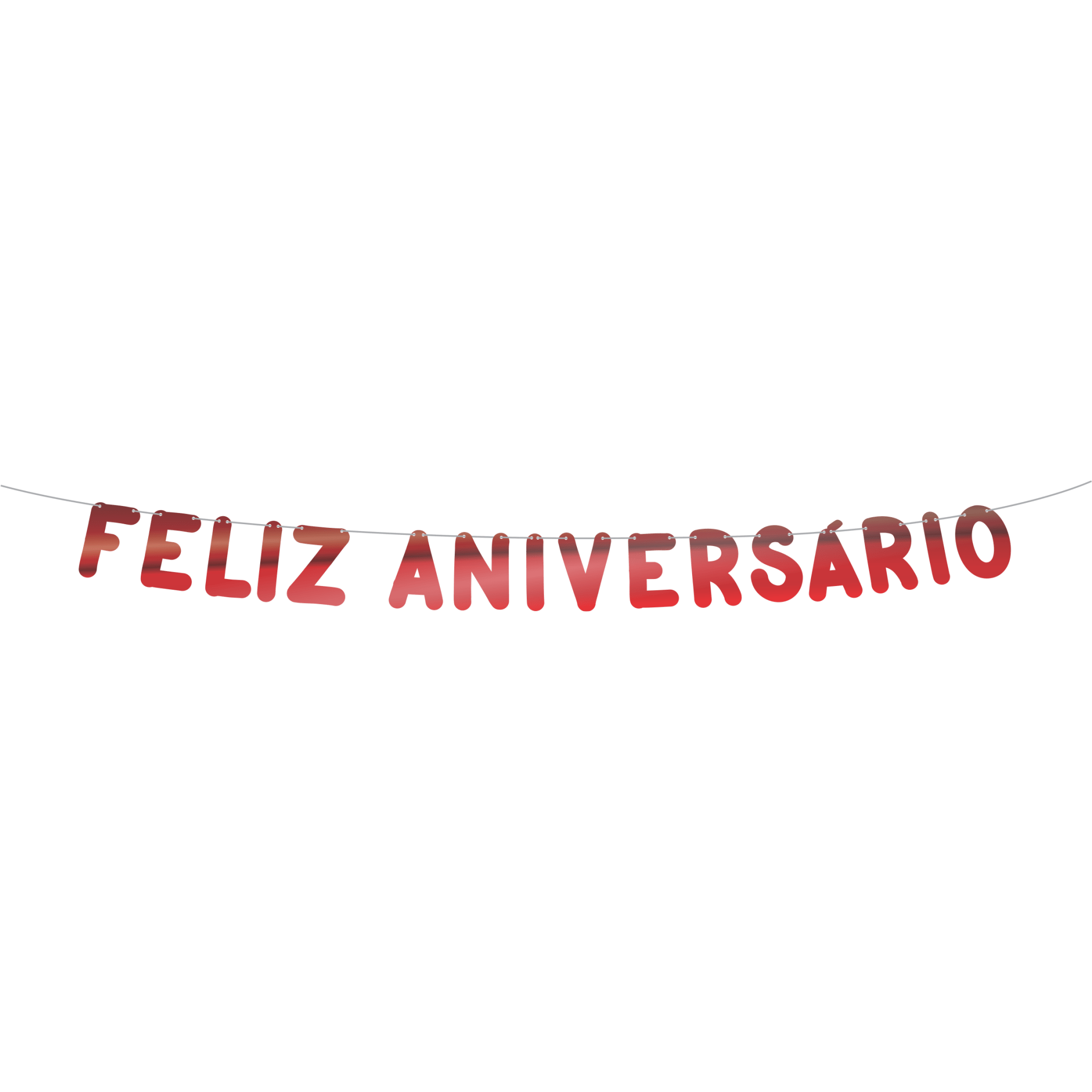 Comemoratio Varalzinho Metalizado Vermelho Fosco Feliz Aniversário