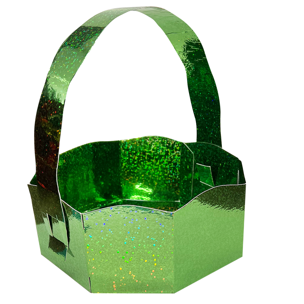 Cestinha Metalizada Verde Glitter - 1 un.