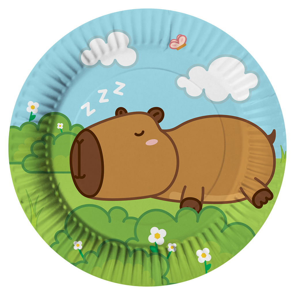 Prato Redondo 18 cm - Capivara Dormindo - 8 un.