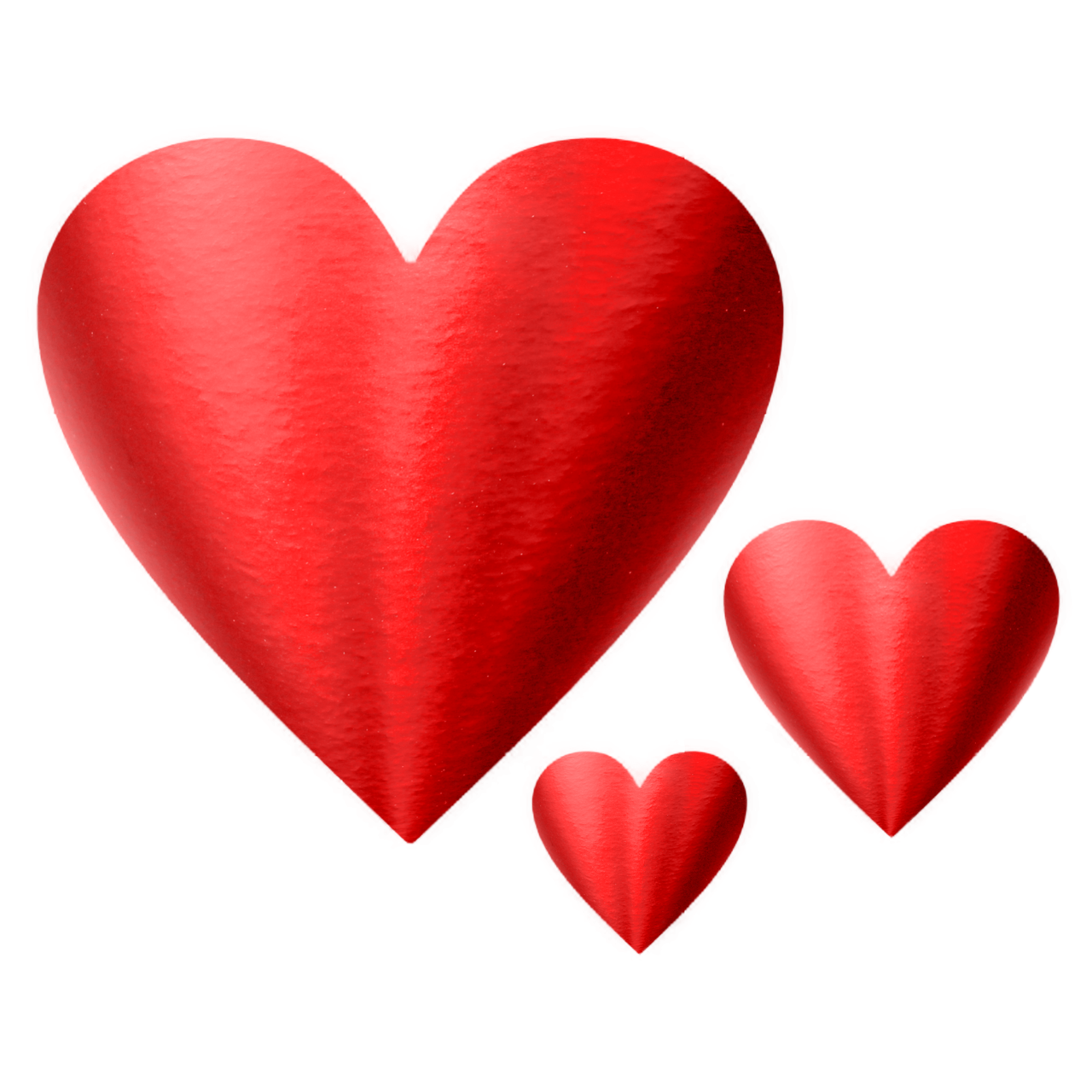 Kit de Apliques Metalizados Corações Foscos Vermelhos