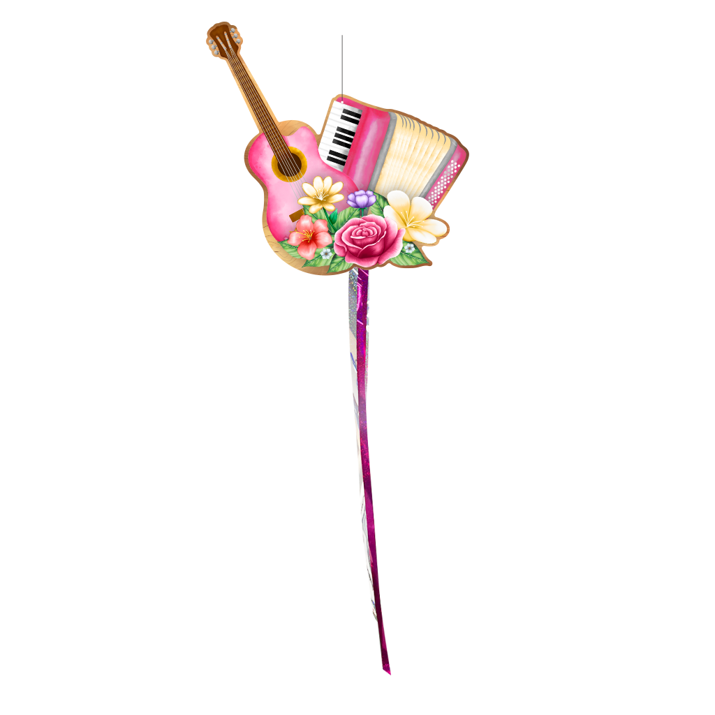Decoração de Pendurar Sertanejo - Violão e Sanfona Rosa - 1 un.
