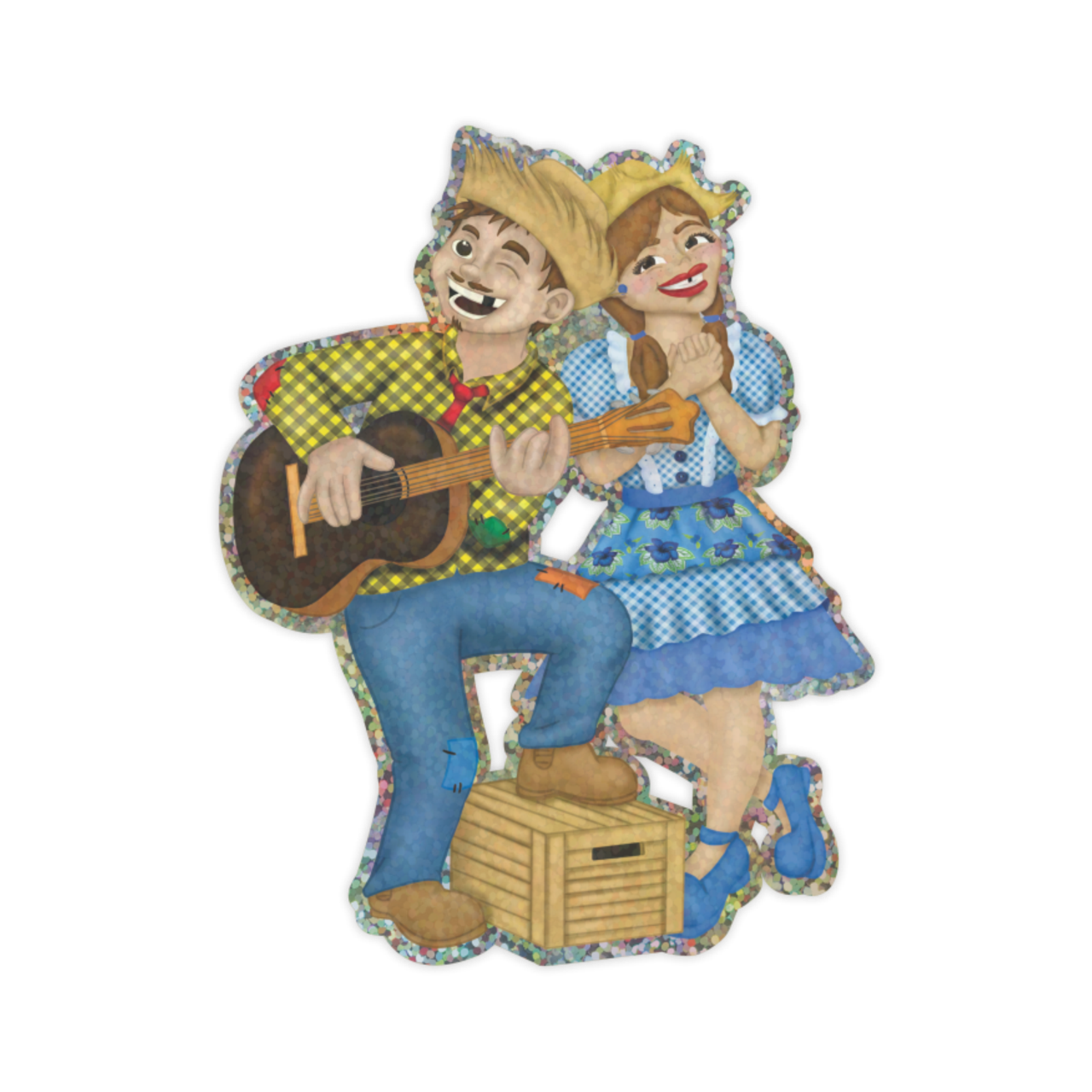 Decoração de Parede Metalizada Festa Junina Casal Violão