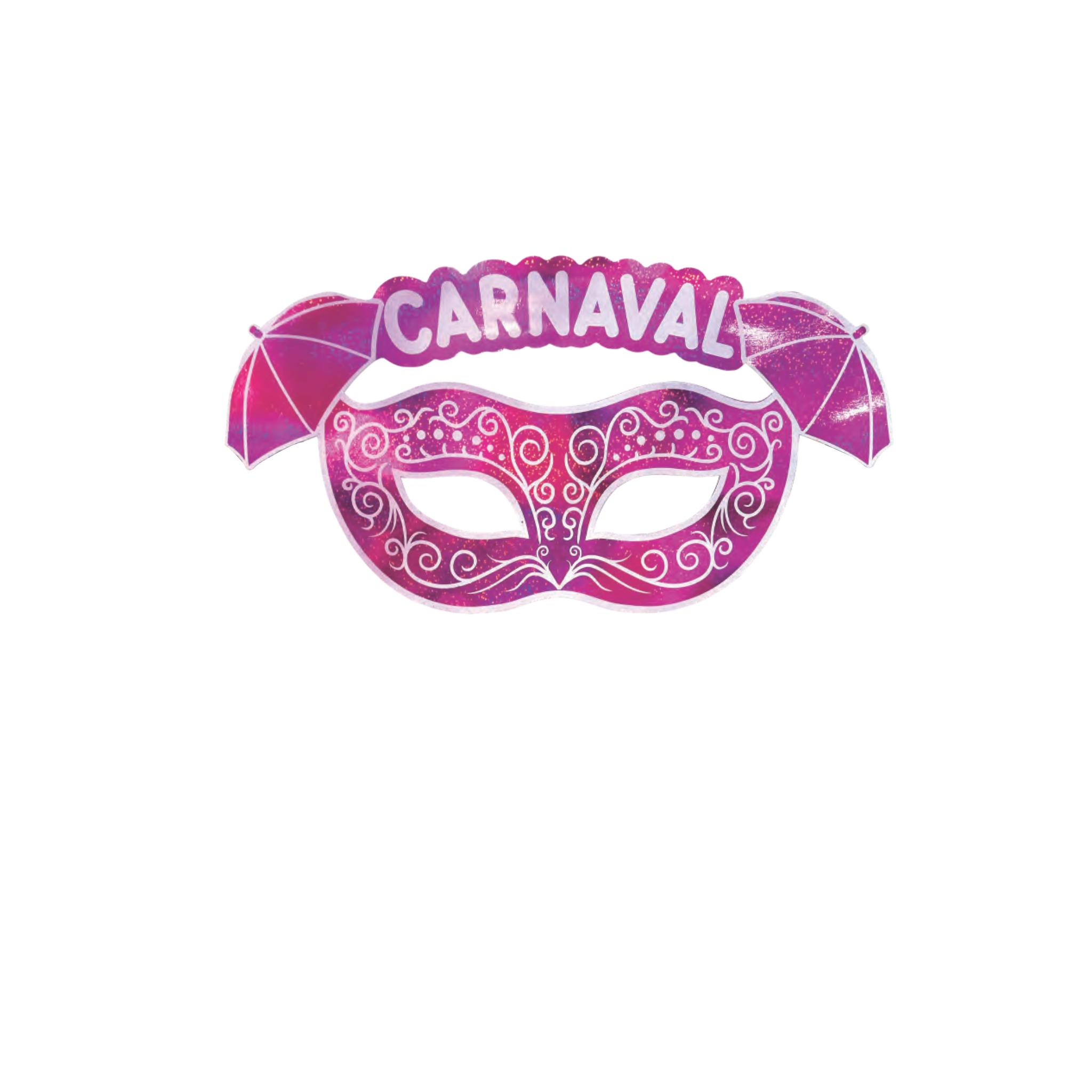 Decoração de Parede Metalizada Carnaval Máscara Veneza Pink