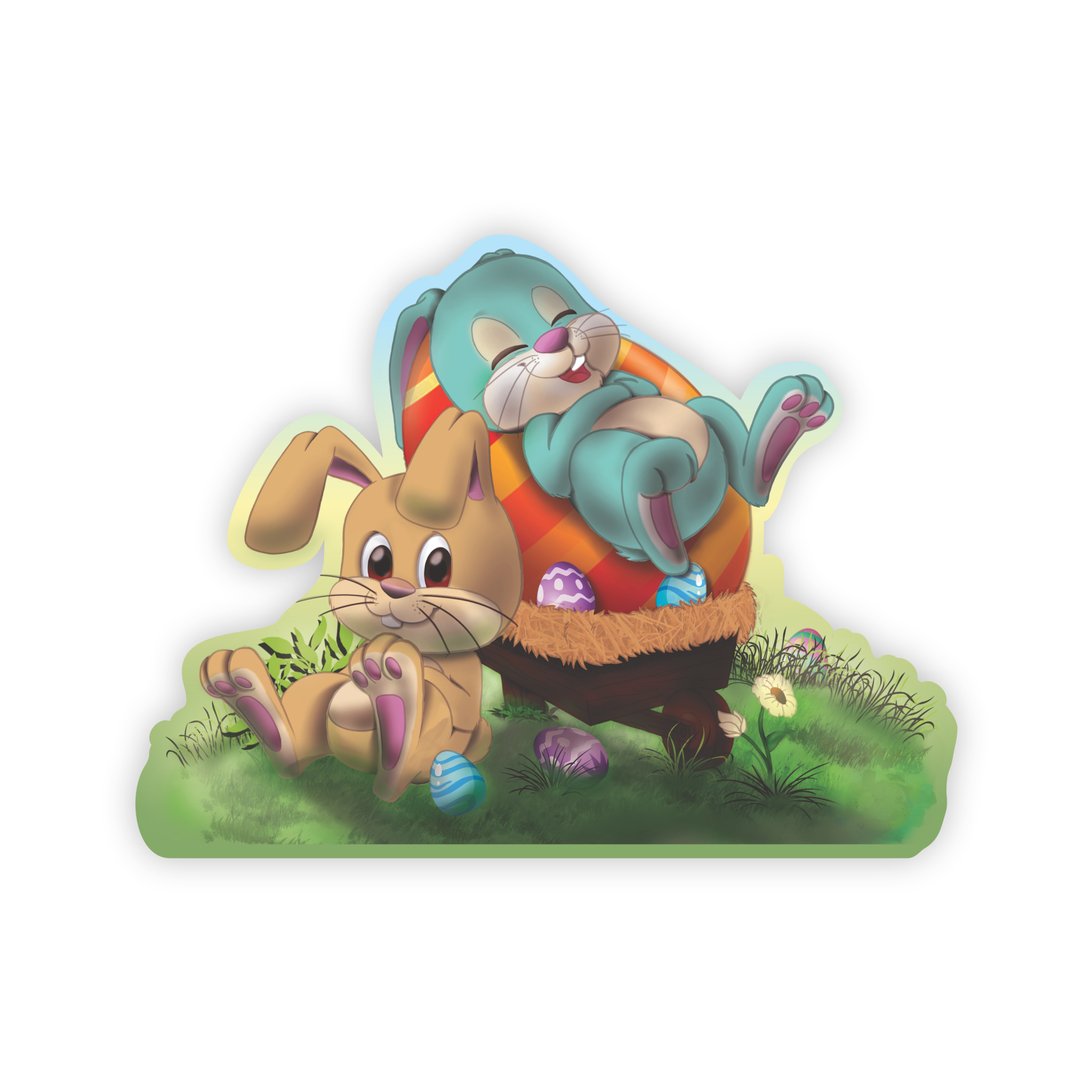 Decoração de Parede Páscoa 2 Coelhos