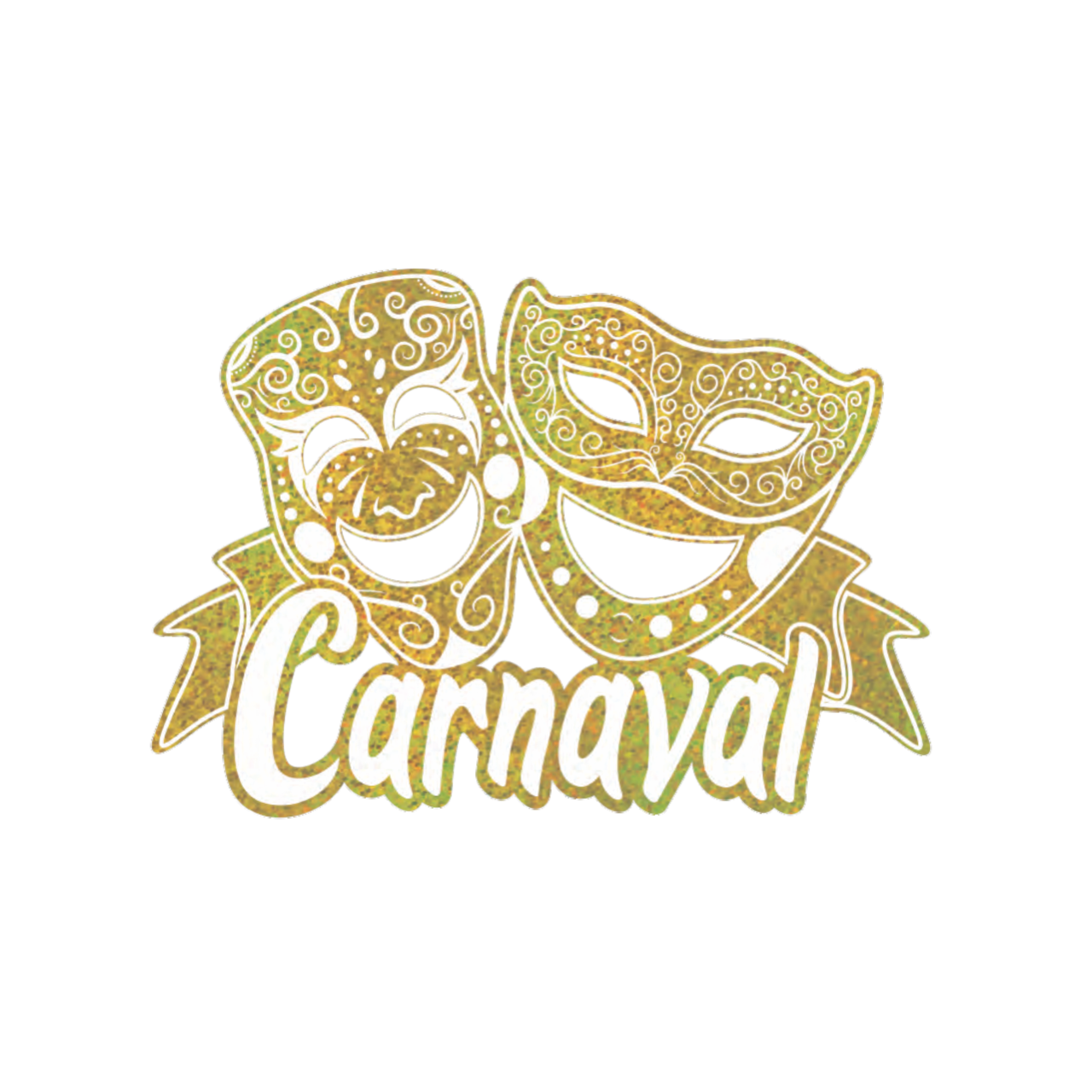 Decoração de Parede Metalizada Carnaval Máscara Dourada
