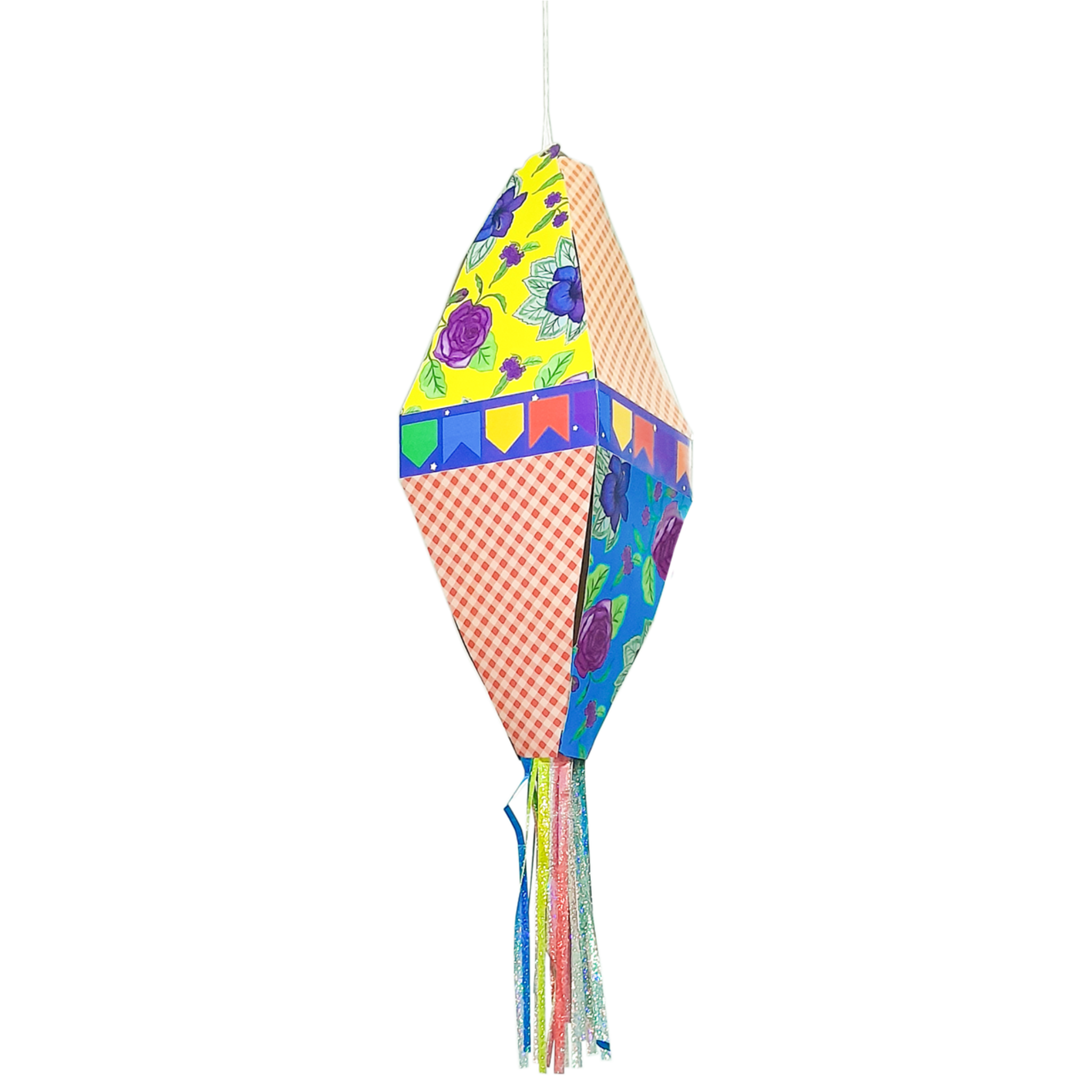 Enfeite de Papel de Festa Junina Balão Decorativo GG com Fitas - 1 un.