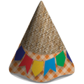Chapeuzinho Festa Junina Palha e Bandeirinha - 13,5 cm - 6 un.