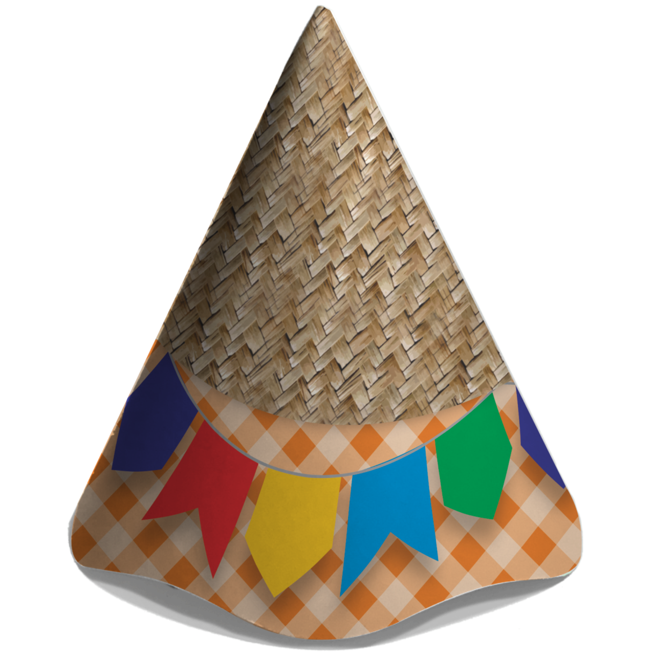 Chapeuzinho Festa Junina Palha e Bandeirinha - 13,5 cm - 6 un.