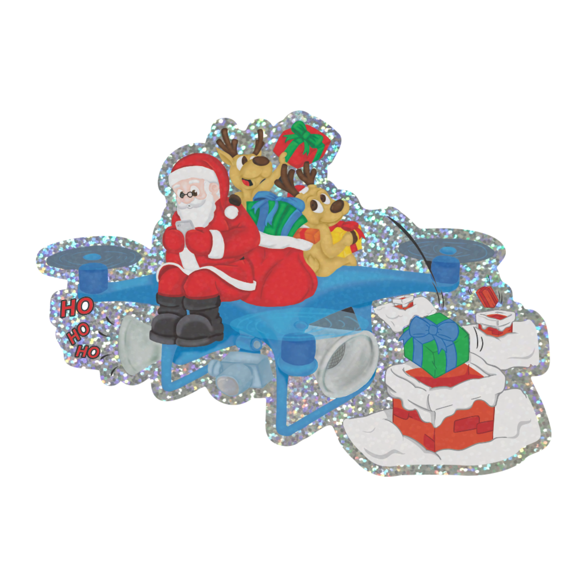 Decoração de Parede Metalizada Natal Drone
