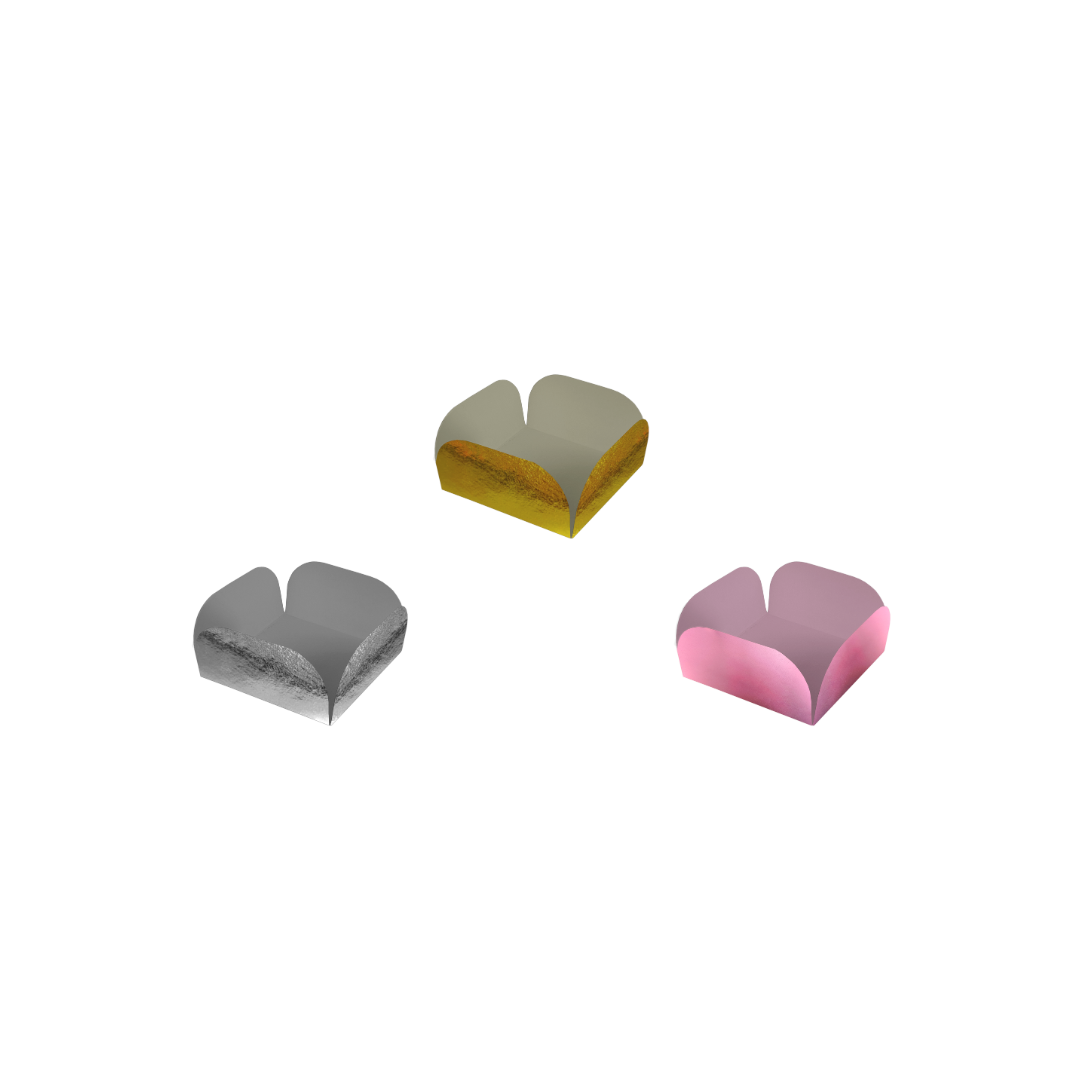 Forminha para Brownie/Palha Italiana 7 x 7 x 2,5 cm - 25 un. - Metalizada
