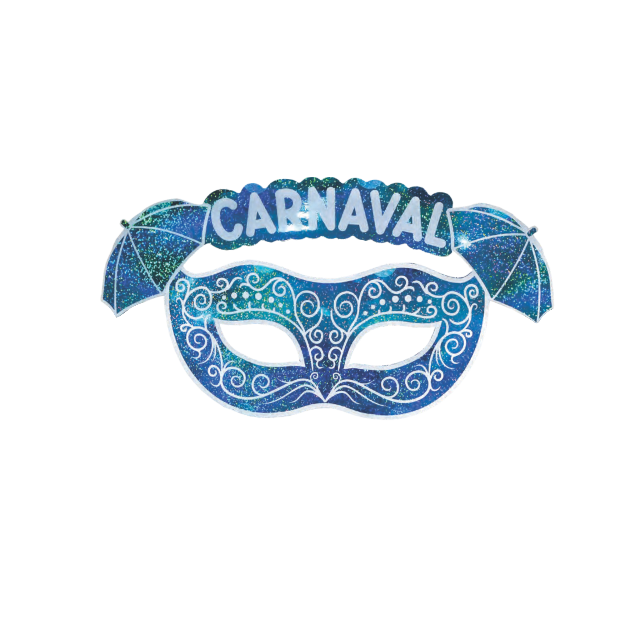 Decoração de Parede Metalizada Carnaval Máscara Veneza Azul