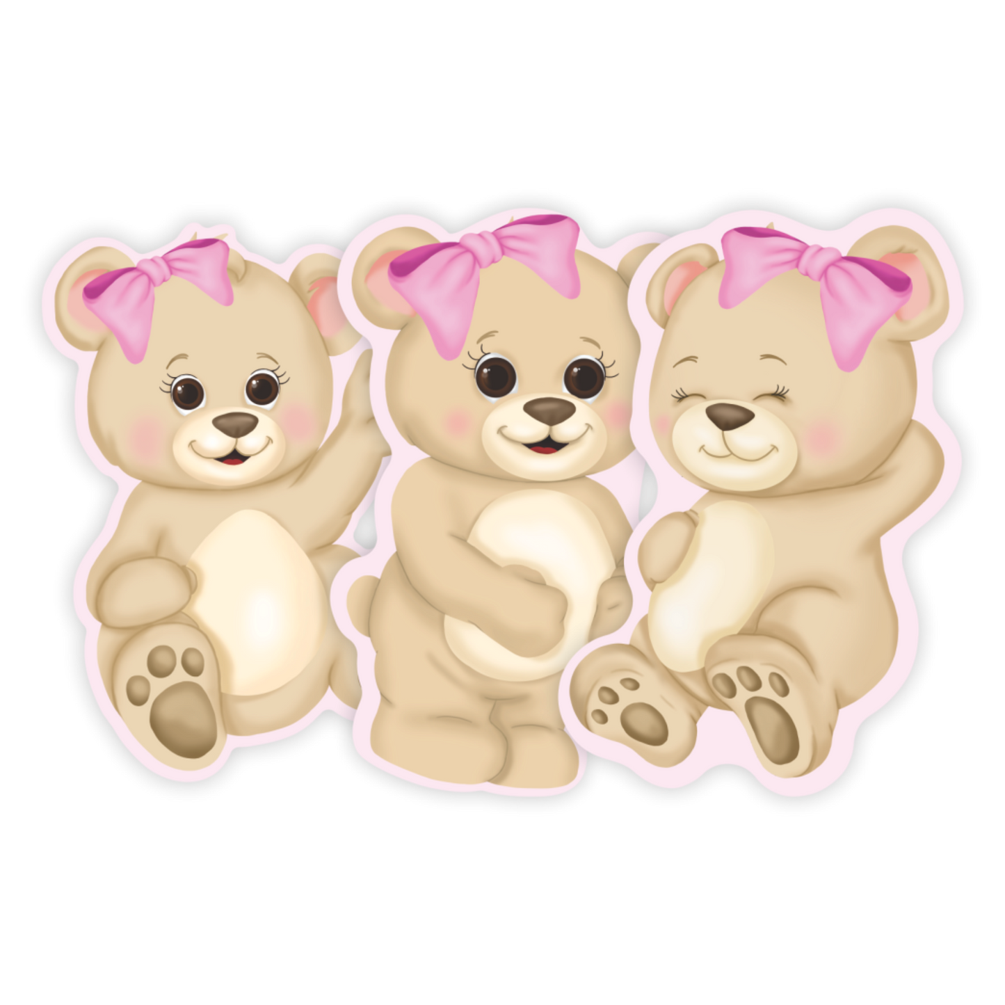 Decoração de Parede Urso Laço Rosa