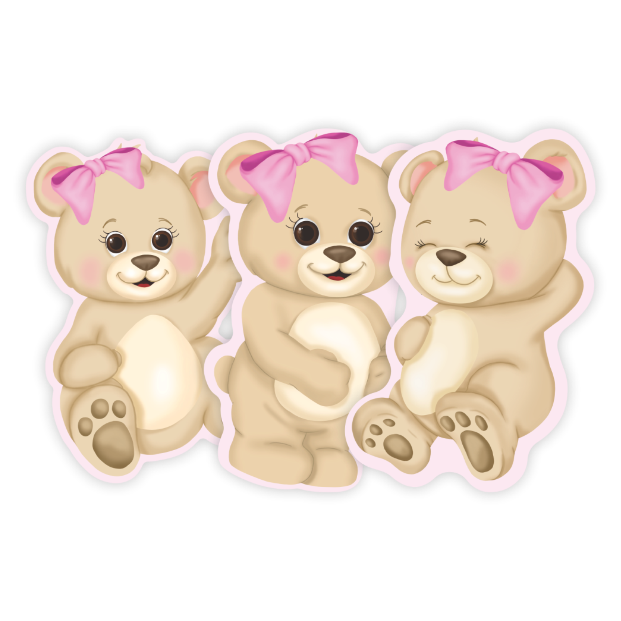 Decoração de Parede Urso Laço Rosa