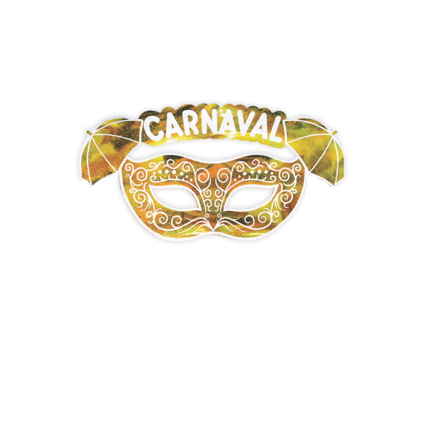 Decoração de Parede Metalizada Carnaval Máscara Veneza Dourada