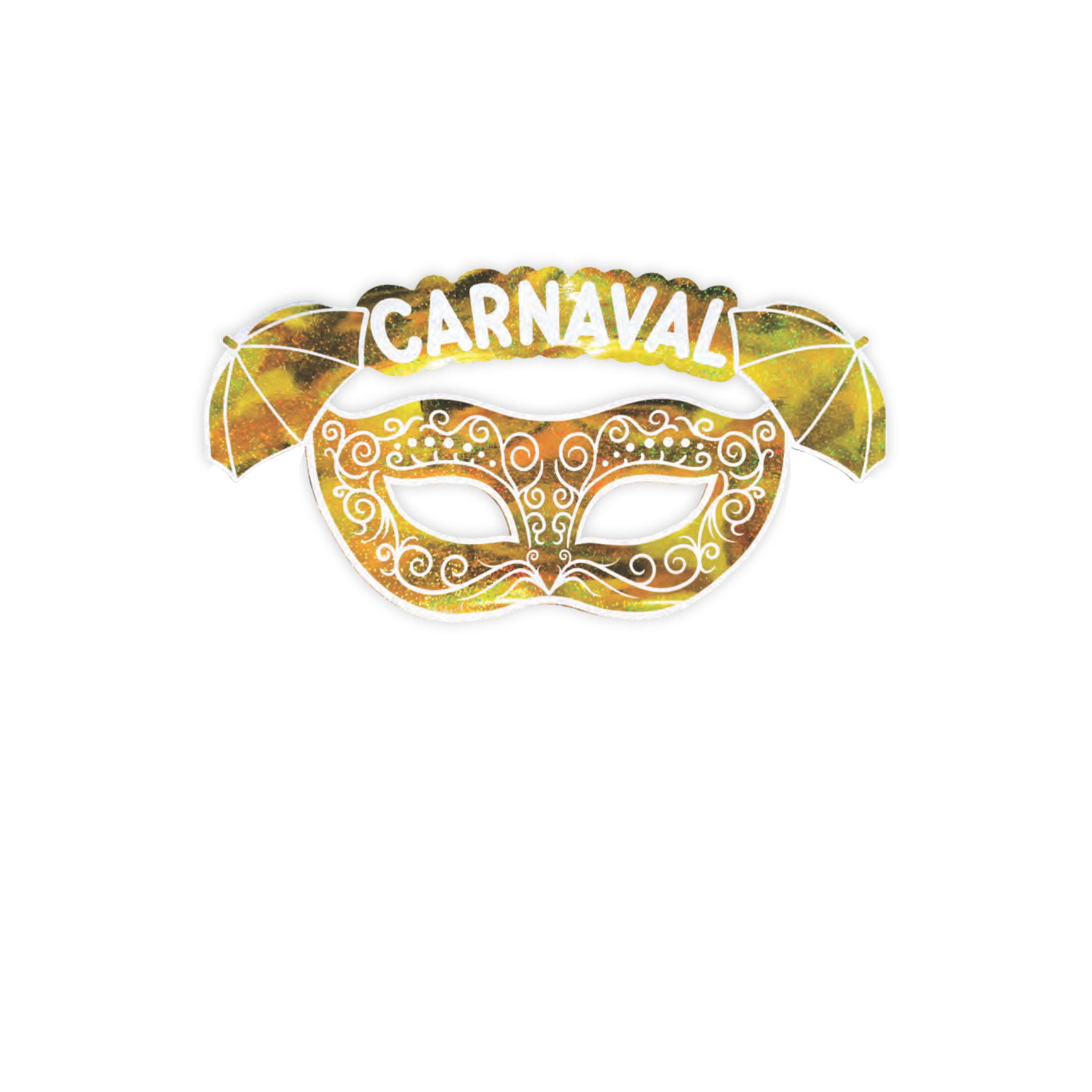 Decoração de Parede Metalizada Carnaval Máscara Veneza Dourada